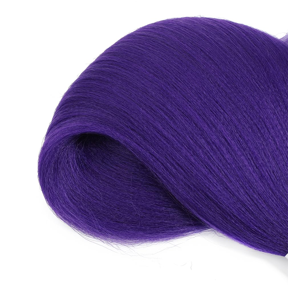 Extensiones de cabello trenzado preestirado morado de 26 pulgadas, paquete de 3 paquetes de extensiones de cabello sintético Yaki texturizado de
