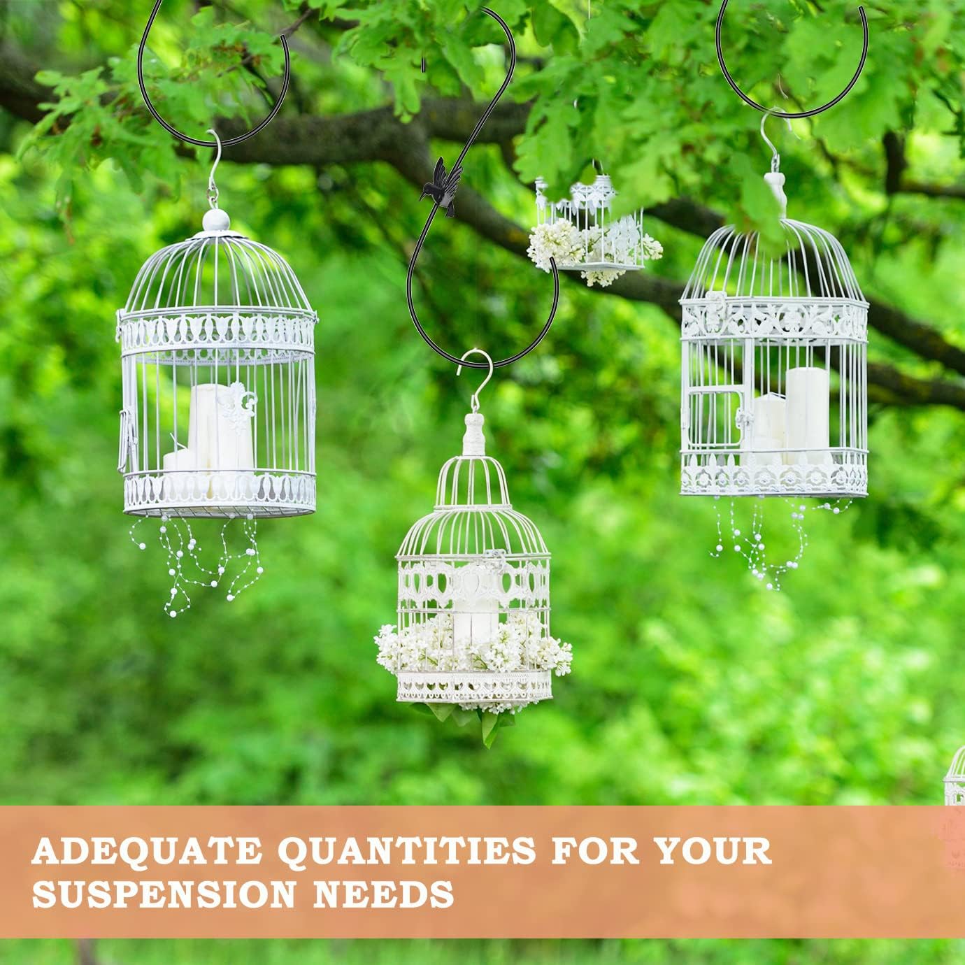 4 ganchos de metal para comedero de colibríes, colgador de gancho de acero inoxidable para comedero de pájaros de 12 pulgadas, gancho de rama de