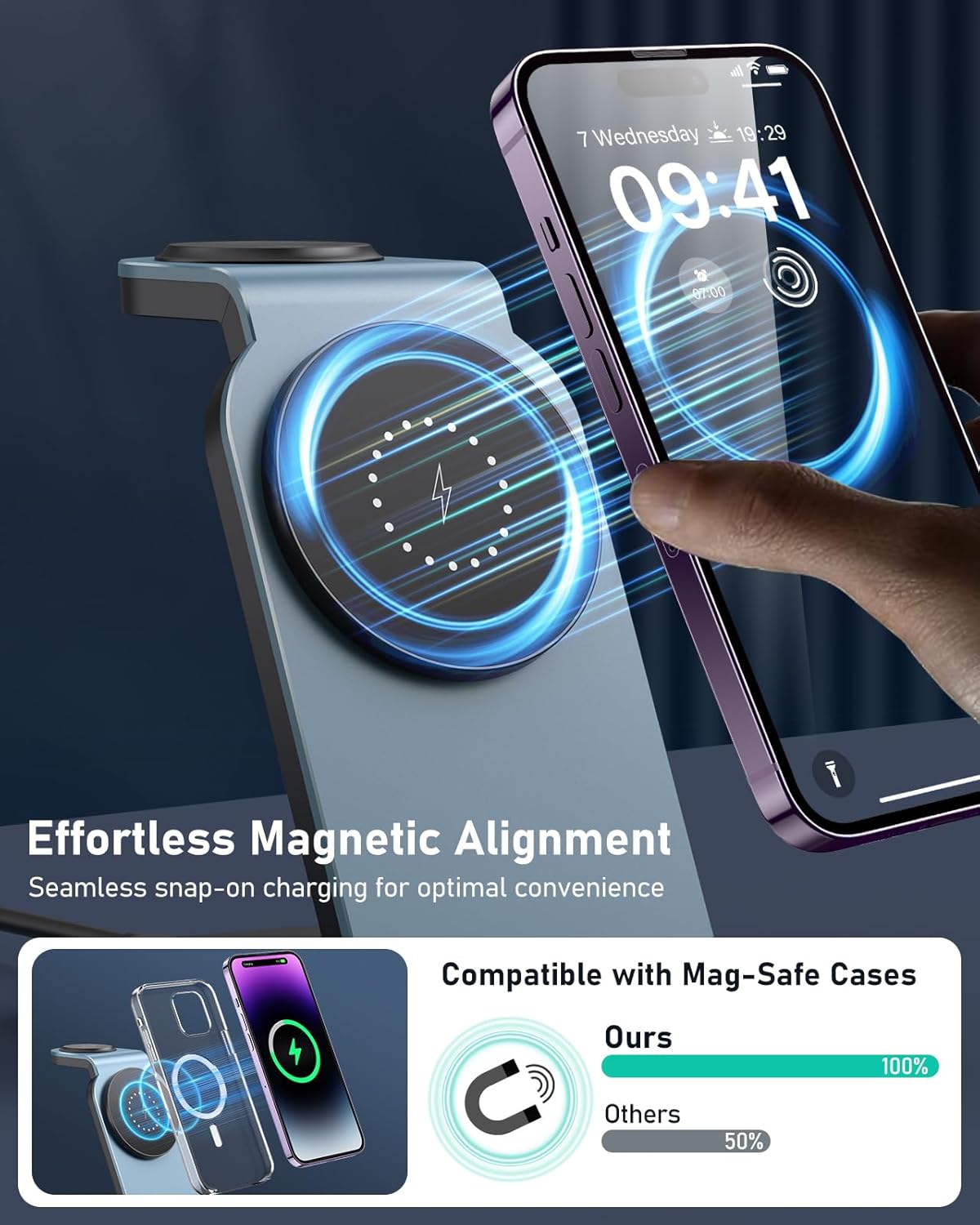 Estación de carga para cargador inalámbrico Apple 3 en 1 2024 nuevo soporte de cargador magnético de aleación de aluminio de carga rápida múltiples
