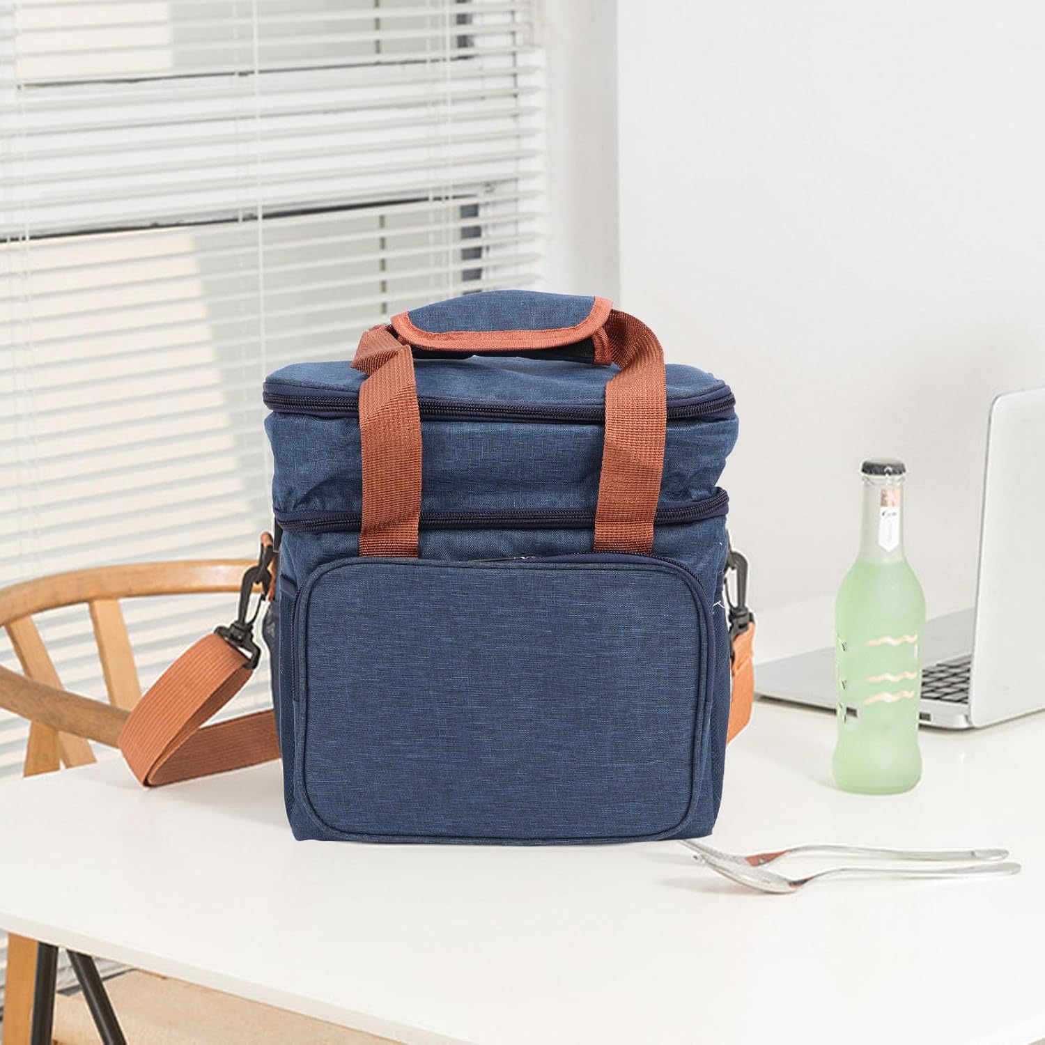 TOPINCN Bolsa de almuerzo a prueba de fugas, bolsa de almuerzo con 2 cubiertas, gran capacidad, impermeable, a prueba de fugas, 2 vías, con