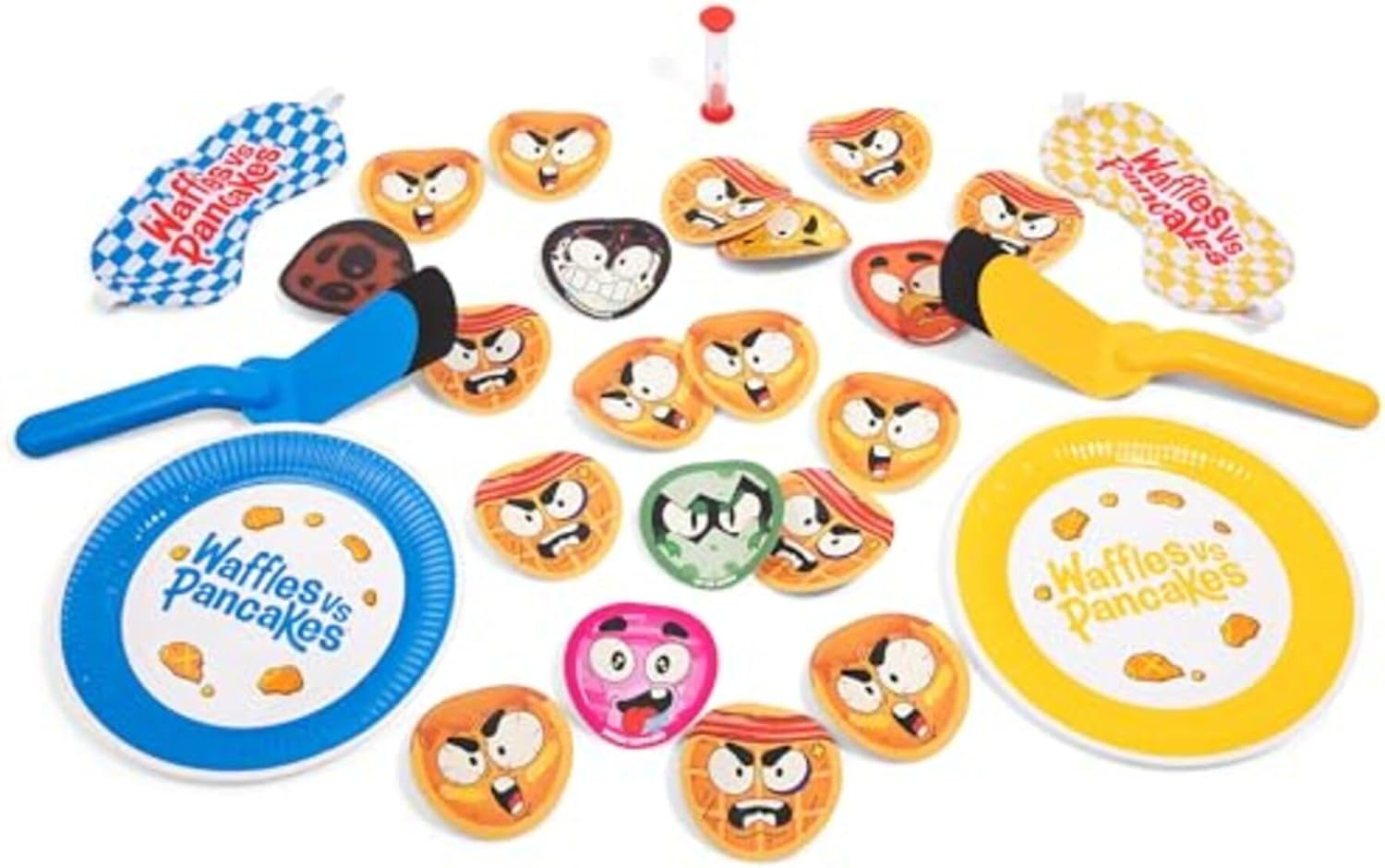 WHAT DO YOU MEME Waffles vs Pancakes – The Pancake Pile Up Game – Juegos para la noche de juegos familiares, rellenos de calcetines para niños