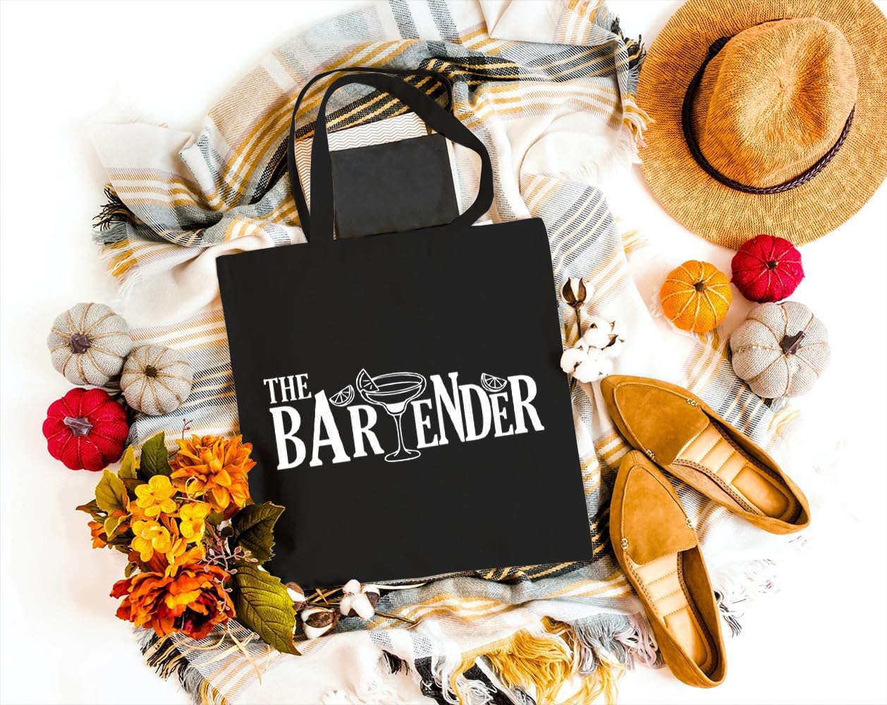 The Bartender – Bolsa de lona para mujer, diseño estético de margarita limón, reutilizable, bolsa de compras para el hombro, regalo para amigos