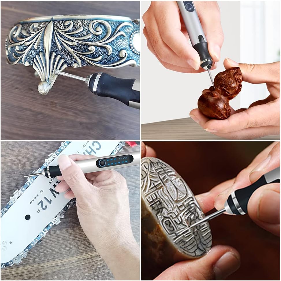 Máquina de grabado inalámbrica con 35 bits, grabador recargable por USB, bolígrafo de grabado giratorio portátil para tallar joyas, vidrio, piedra,