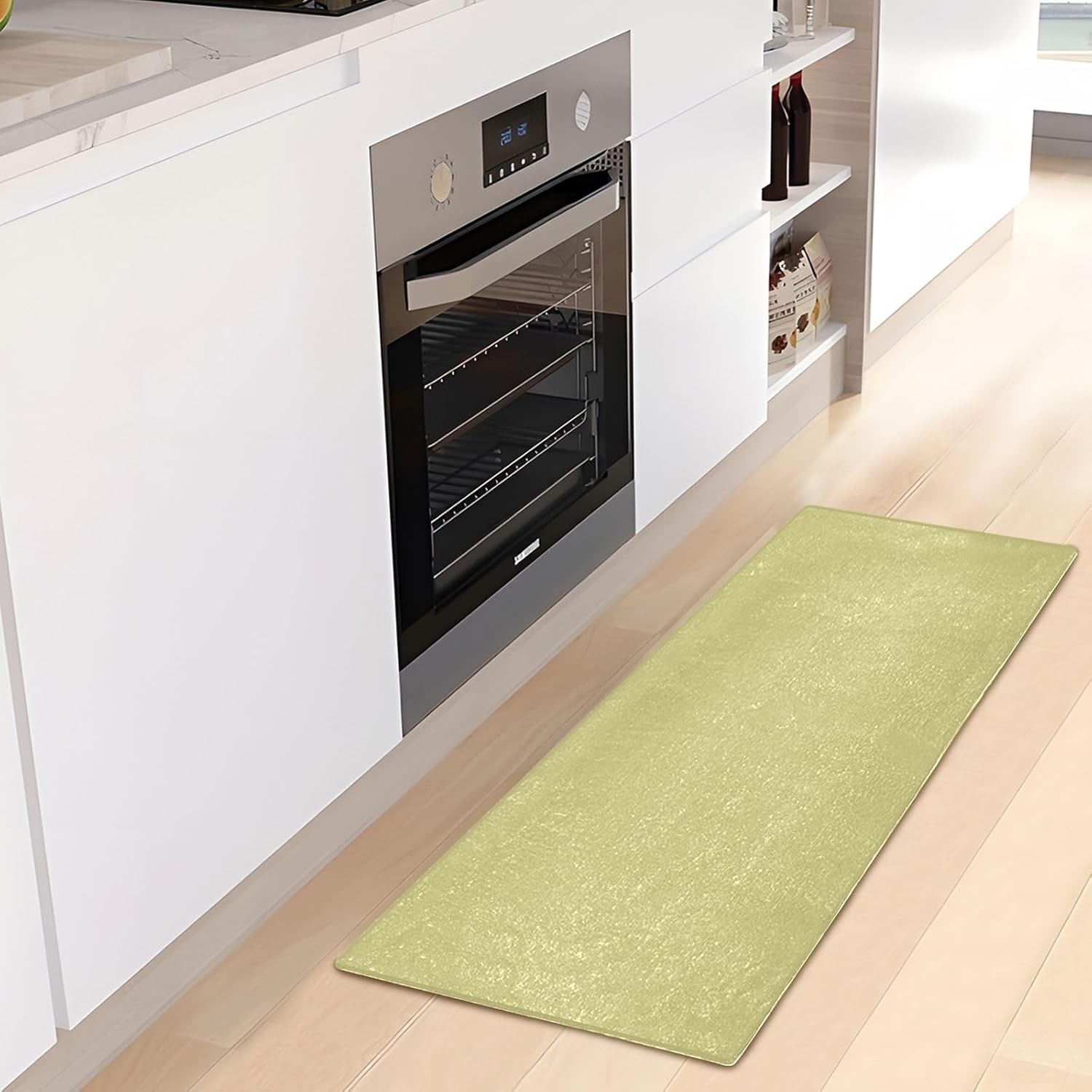 Alfombra de pasillo de color caqui oscuro para baño, lavable a máquina, alfombra absorbente con respaldo de goma, 39 x 20 pulgadas