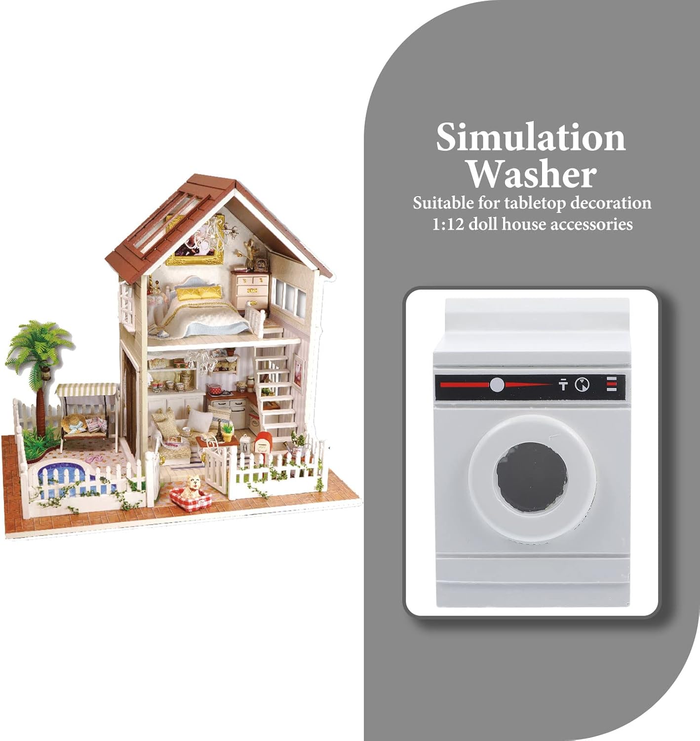 Toyvian Lavadora de casa de muñecas Mini lavadora de tela secadora Modelo Minihouse Lavandería Miniatura para casa de muñecas Accesorios de muebles