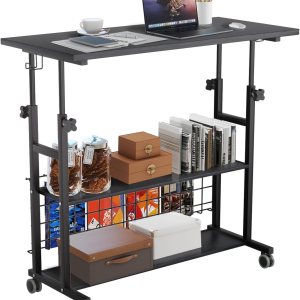 AIZ Almacenamiento para portátil para espacios pequeños, mesa móvil con ruedas para sofá, dormitorio, escritorio portátil para estudiantes, color AIZ Almacenamiento para portátil para espacios pequeños, mesa móvil con ruedas para sofá, dormitorio, escritorio portátil para estudiantes, color