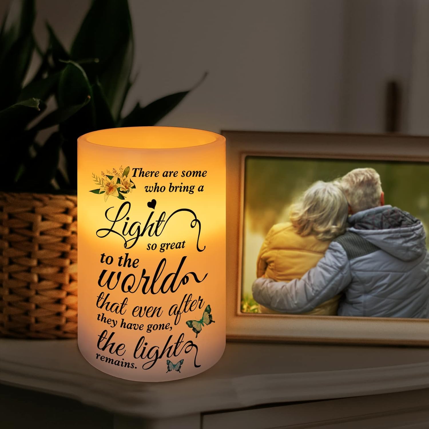 Vela conmemorativa sin llama, luz LED de cera real con temporizador, regalo de condolencia, regalos de duelo por la pérdida de un ser querido,