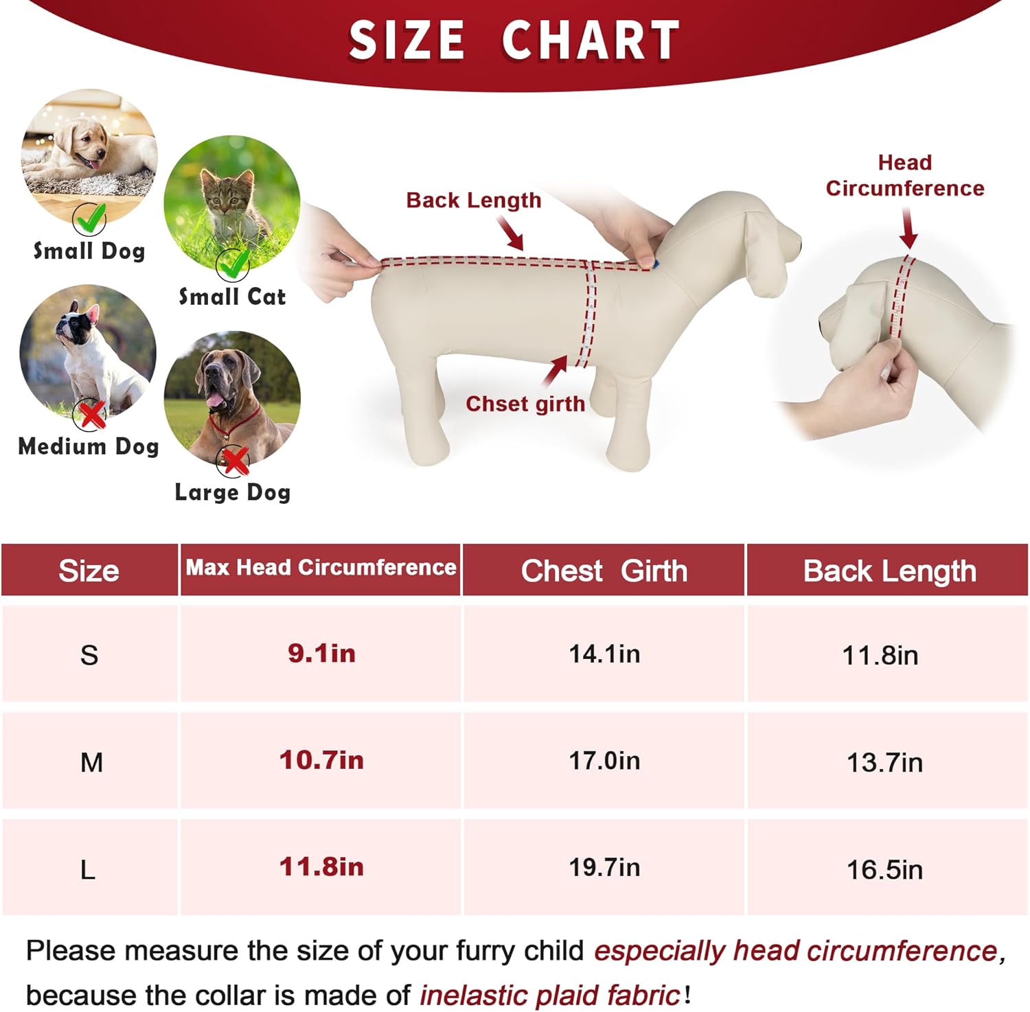 WOYYHO Suéter para perro para el día de San Valentín para perros pequeños, suéteres clásicos con cuello de cuadros para perro con agujero para la