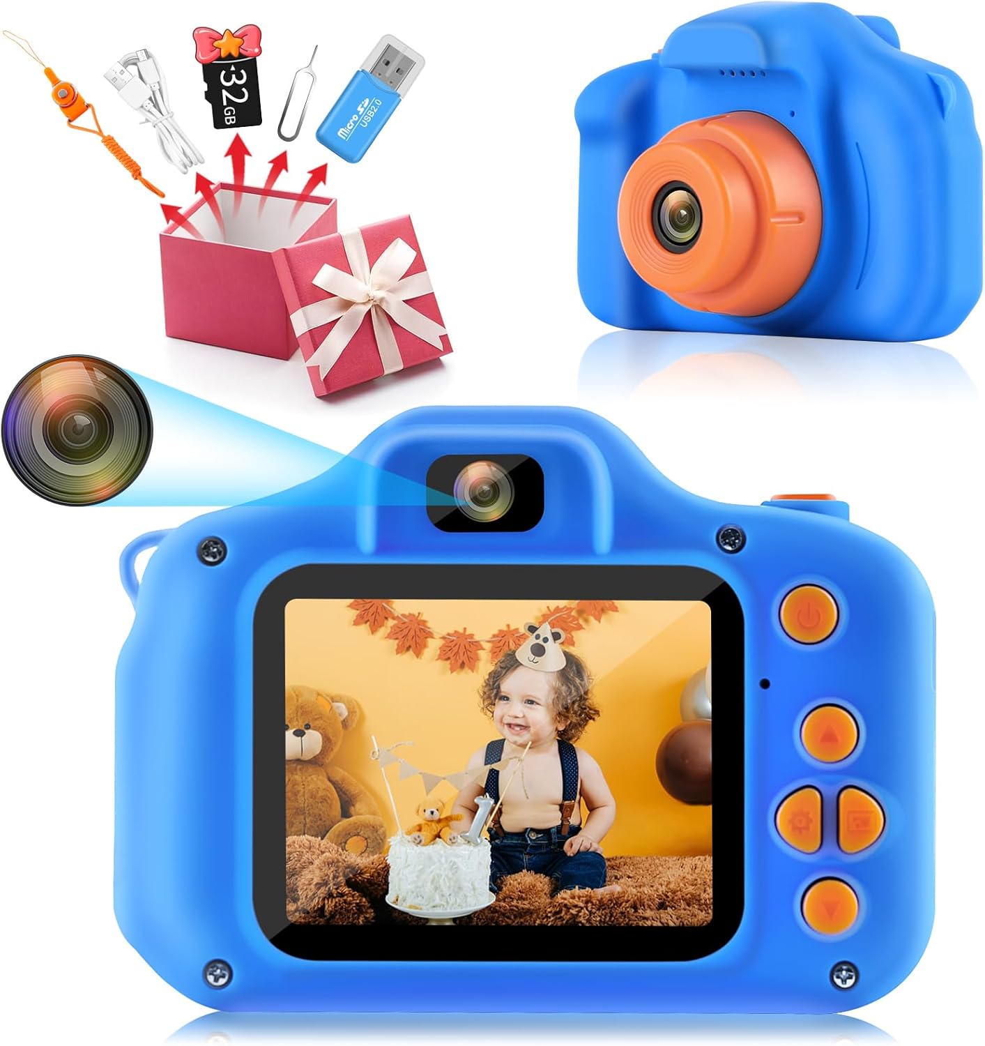 HOMHOW Cámara digital HD para niños, cámara digital para niños y niñas, cámara selfie para niños, juguetes de Navidad, regalo de cumpleaños, edad 3,