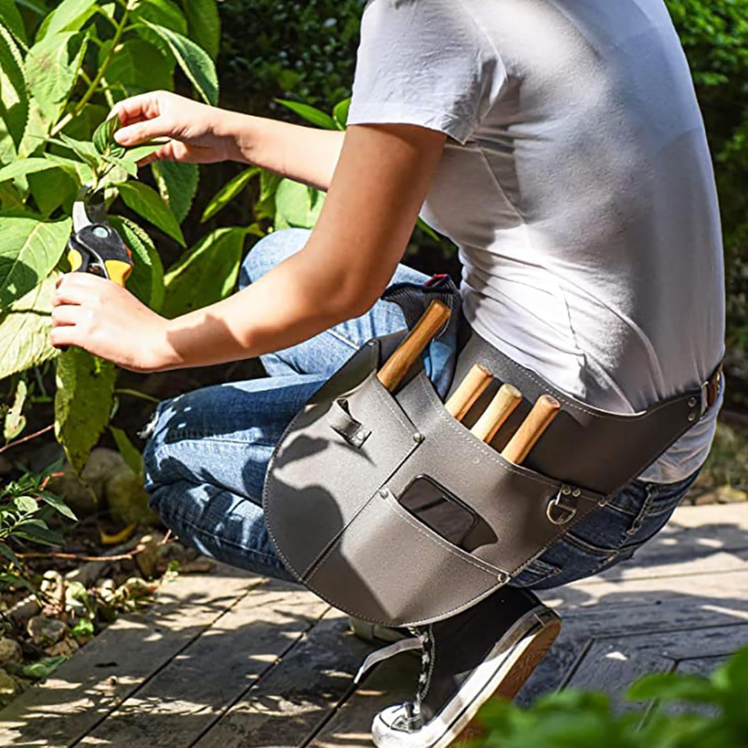 Funda para cinturón de herramientas de jardín, bolsa de herramientas ajustable con bolsillos, regalo de jardinería para jardinero, Negro –
