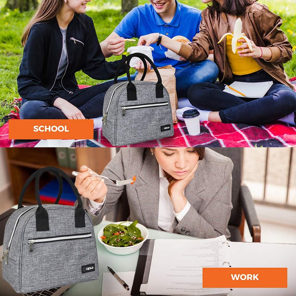 Opux Bolsa de almuerzo para mujer, bolsa térmica para almuerzo, para mujer, niña. Mediana, reutilizable, suave, para escuela, trabajo, oficina
