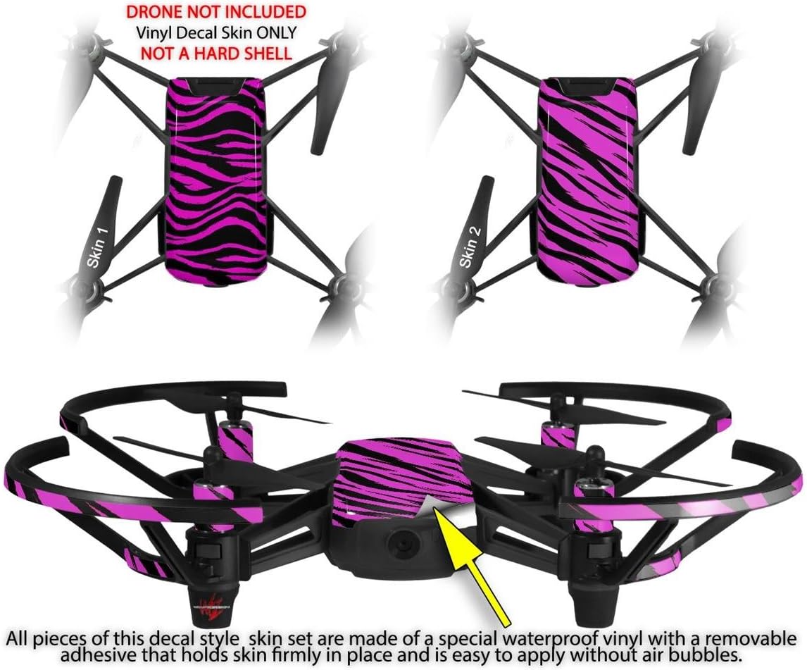 Skin Decal Wrap 2 Pack for DJI Ryze Tello Drone Pink Zebra Drone NOT Included