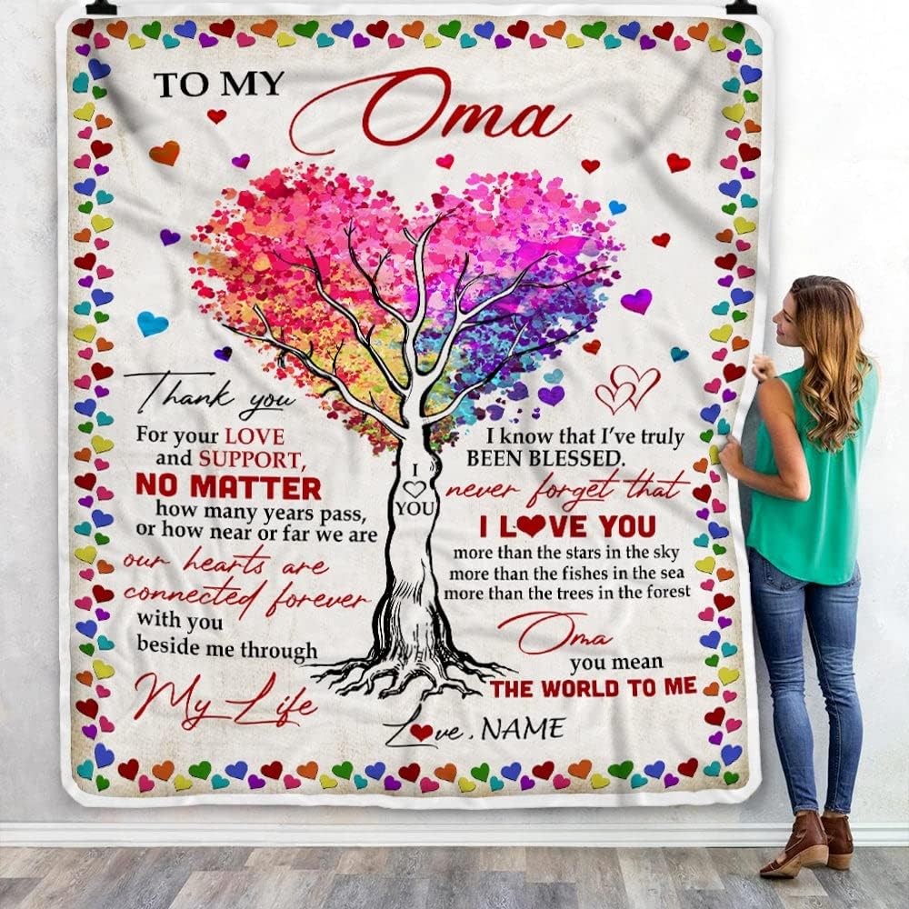 Manta personalizada con texto en inglés To My Oma, de Grandkids Never Forget That I Love You Mean The World to Me, Día de la Madre, Navidad, manta