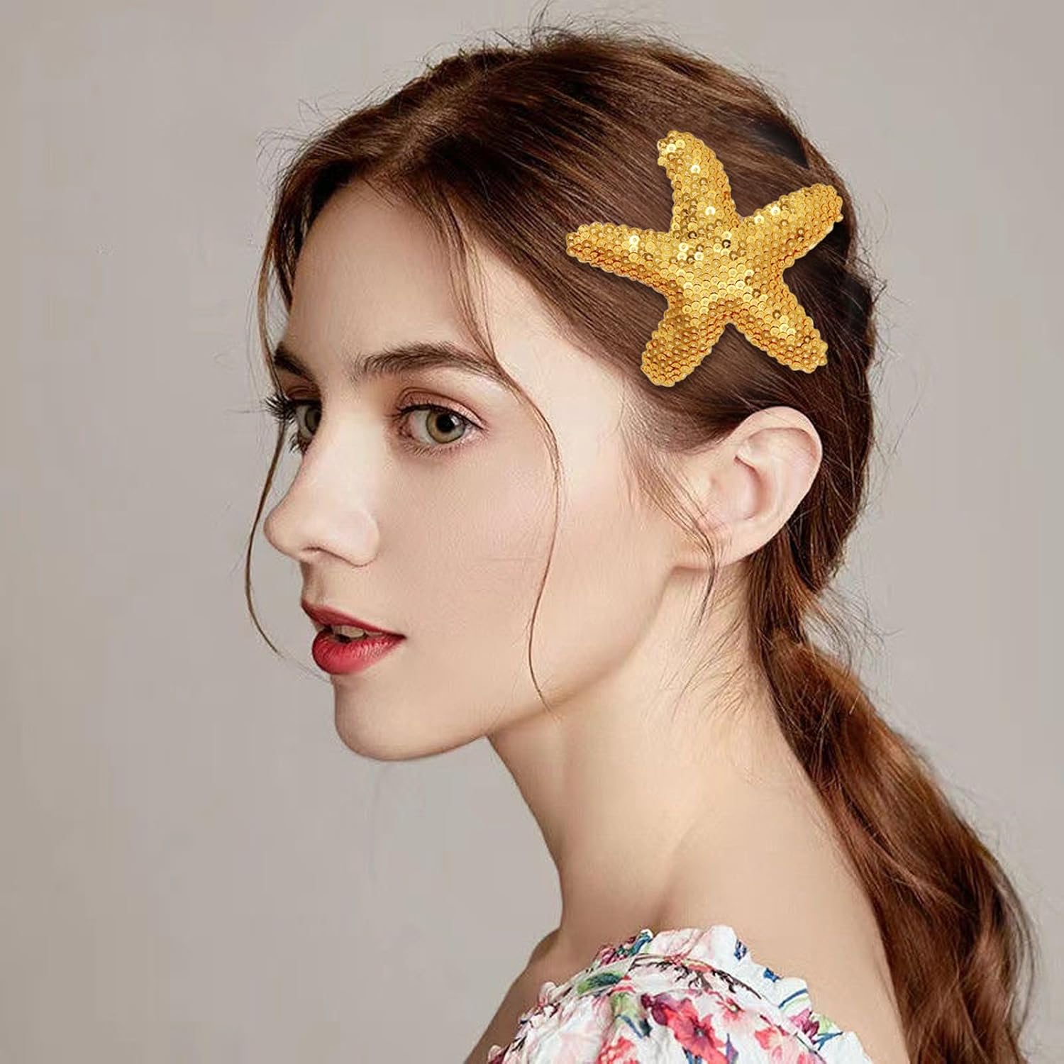 16 pinzas para el cabello con estrellas de mar, lentejuelas con purpurina y estrellas de mar, pasadores de pelo brillantes de cocodrilo, accesorios