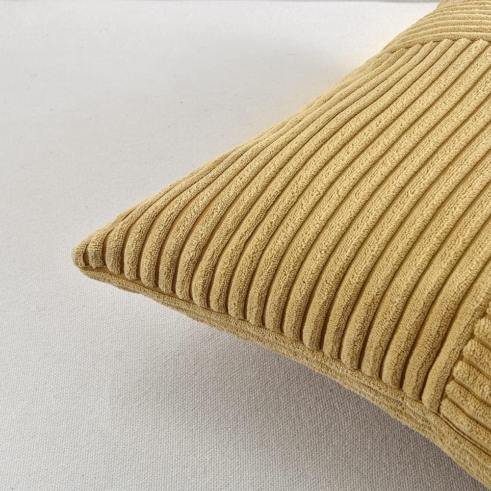Fancy Homi Fundas de almohada decorativas lumbares de color amarillo mostaza de 12 x 20 pulgadas para sala de estar, sofá cama, estilo rústico
