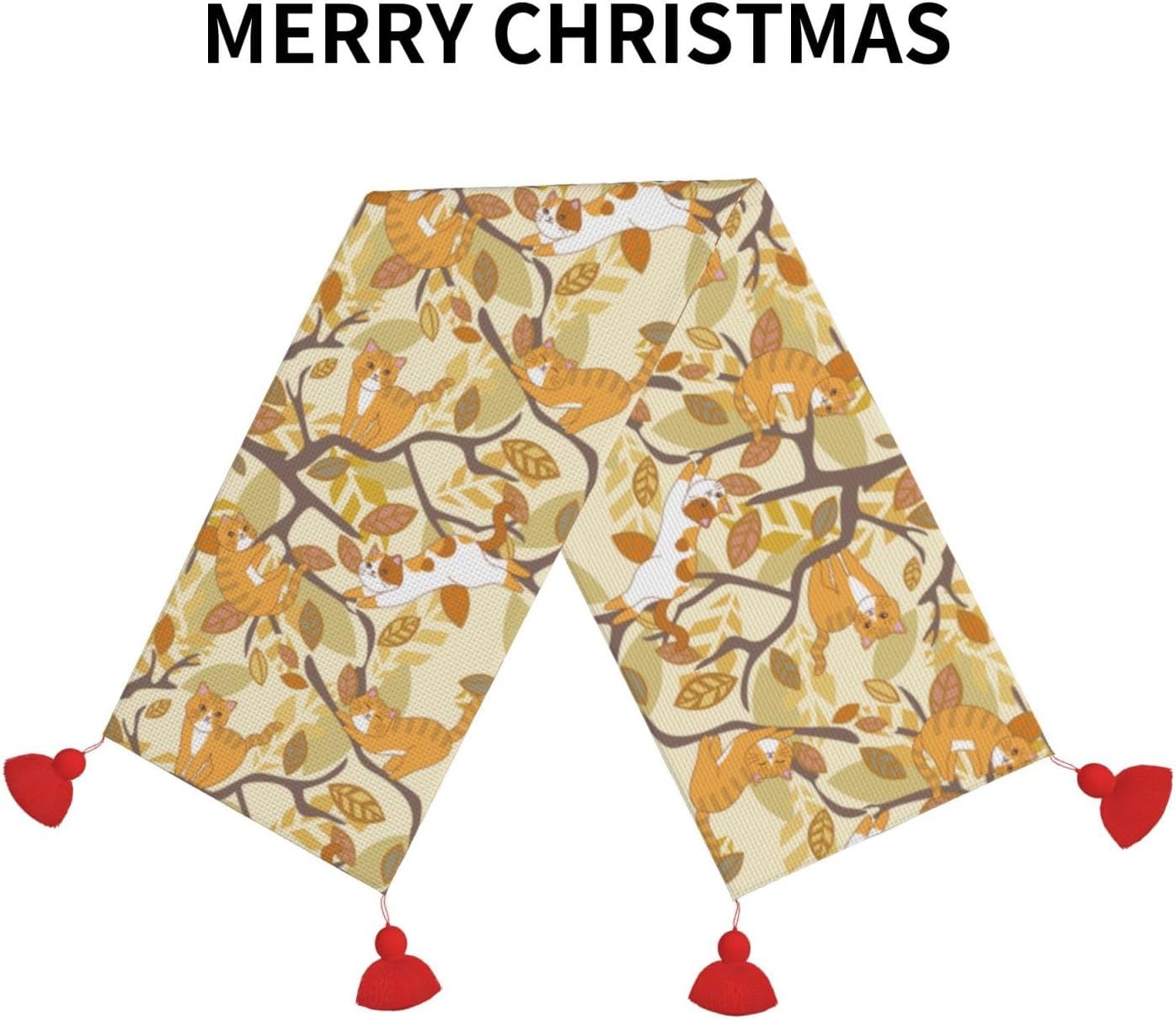 Cat on Tree Christmas Table Runner Dining Table Decor Christmas Decorations Indoor Home Decor Christmas Table Runners Xmas Navidad Decoracion 2023
