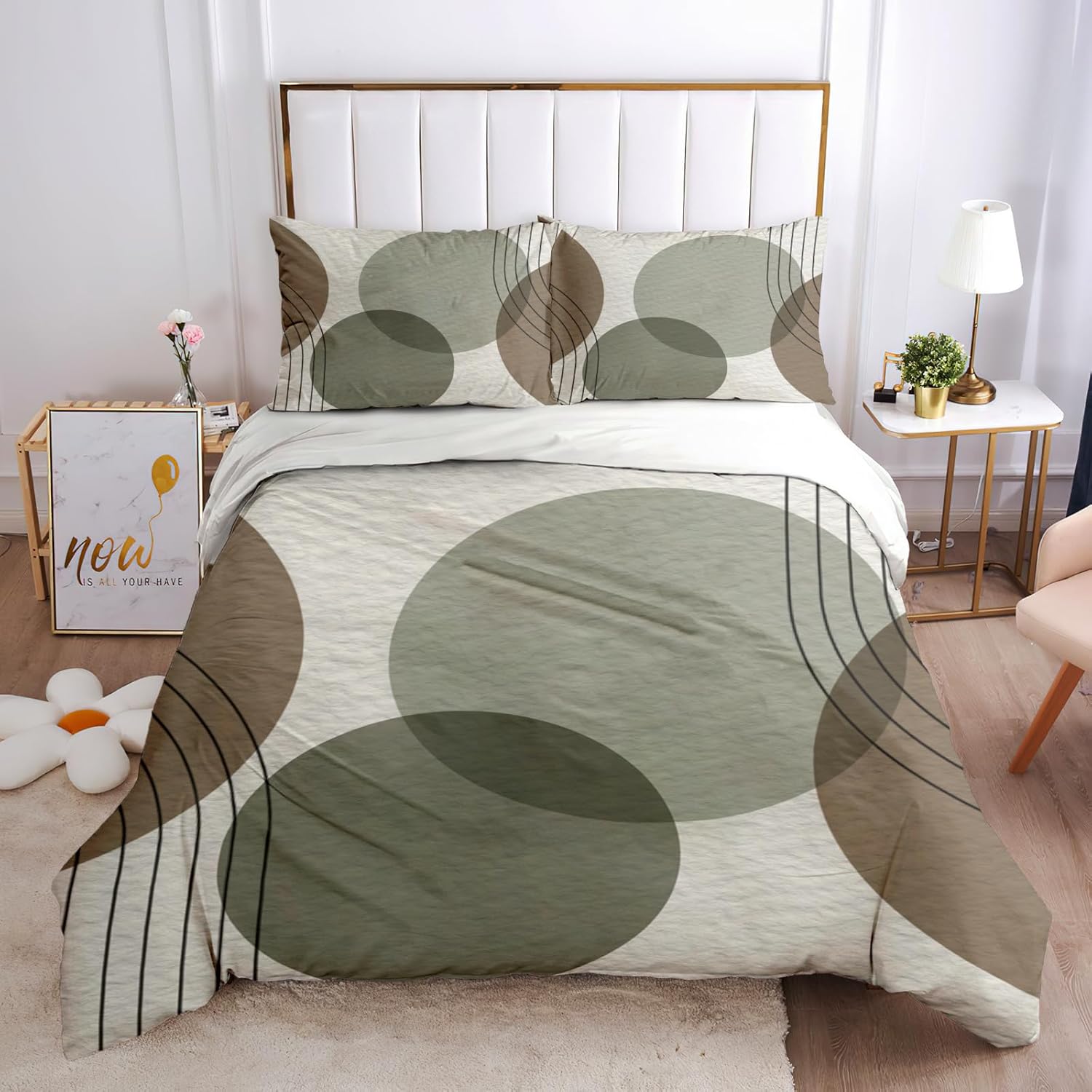 LTAETHC Juego de funda de edredón tamaño Queen, estilo bohemio de mediados de siglo para niños y adultos, decoración de dormitorio de niños y