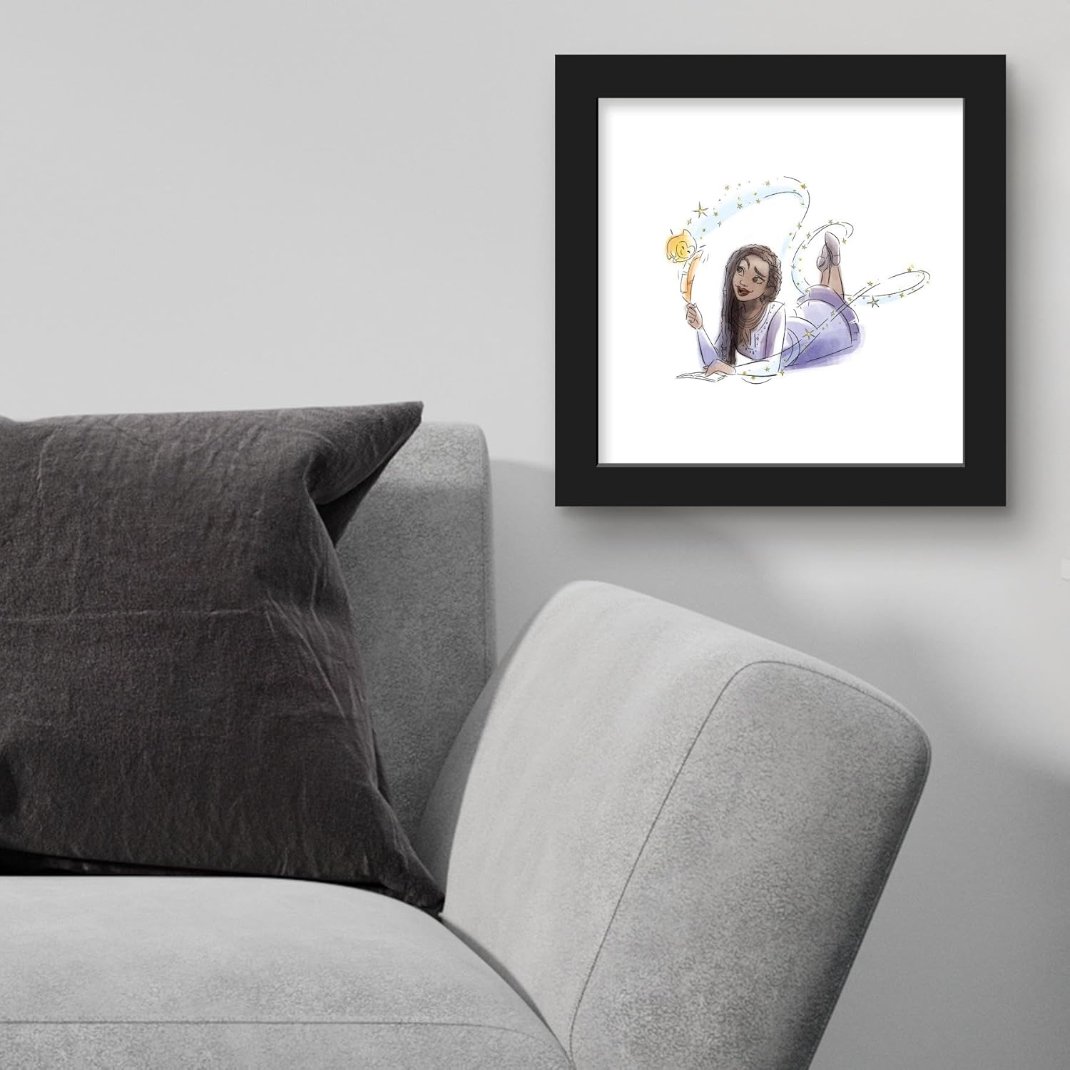 Trends International Gallery Pops Disney Wish – Póster de pared de Asha y Star City of Lights, 12.00 x 12.00 pulgadas, versión de marco negro