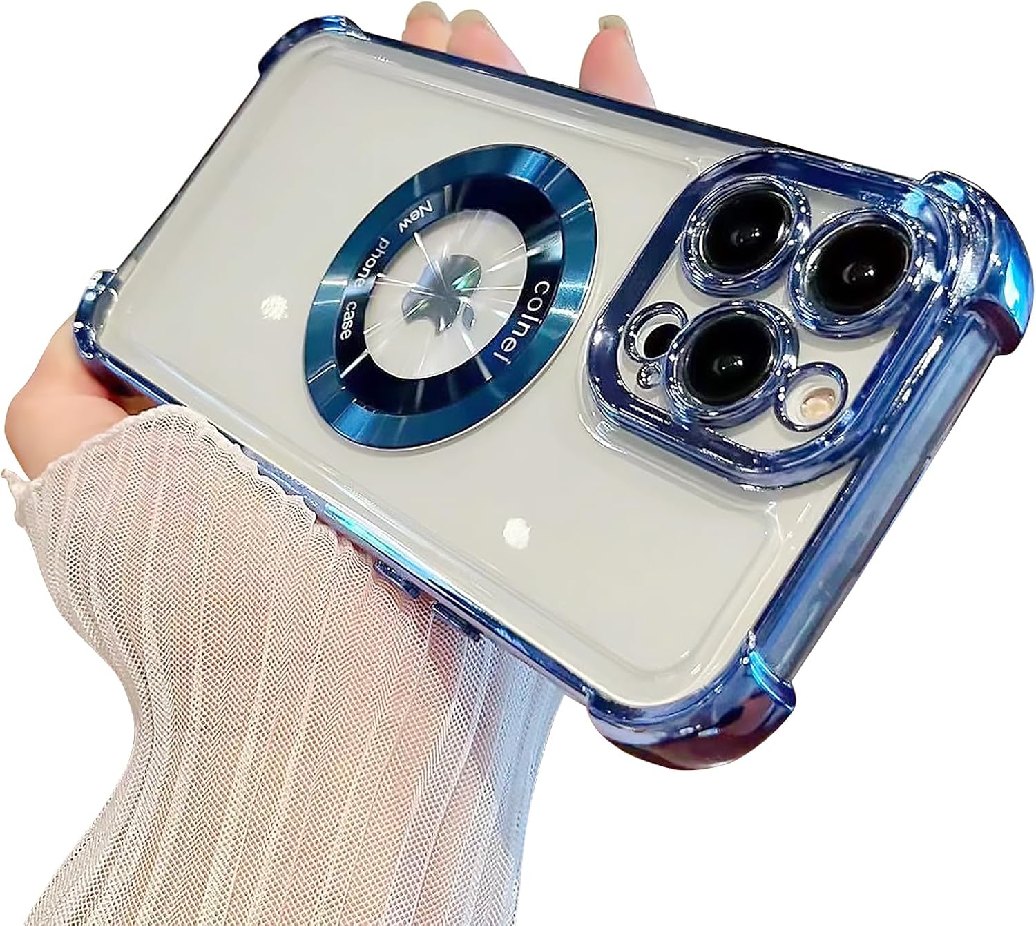 Eiyikof Funda magnética transparente para iPhone 12 Pro Max, protección de lujo brillante en las cuatro esquinas, a prueba de golpes, de grado