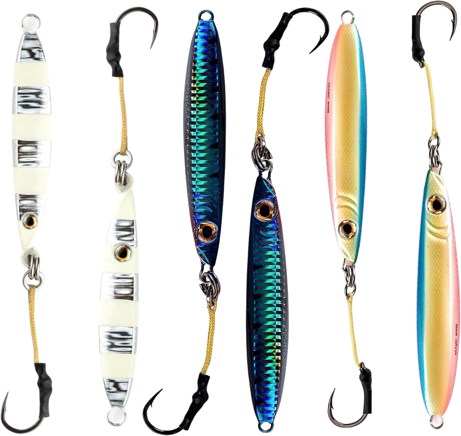 Palomar Fishing x6 Jigs Ocean Side Flat Side – 7.8 oz (7.8 oz) Señuelos verticales rápidos de caída profunda  Anillo de propietario de ganchos