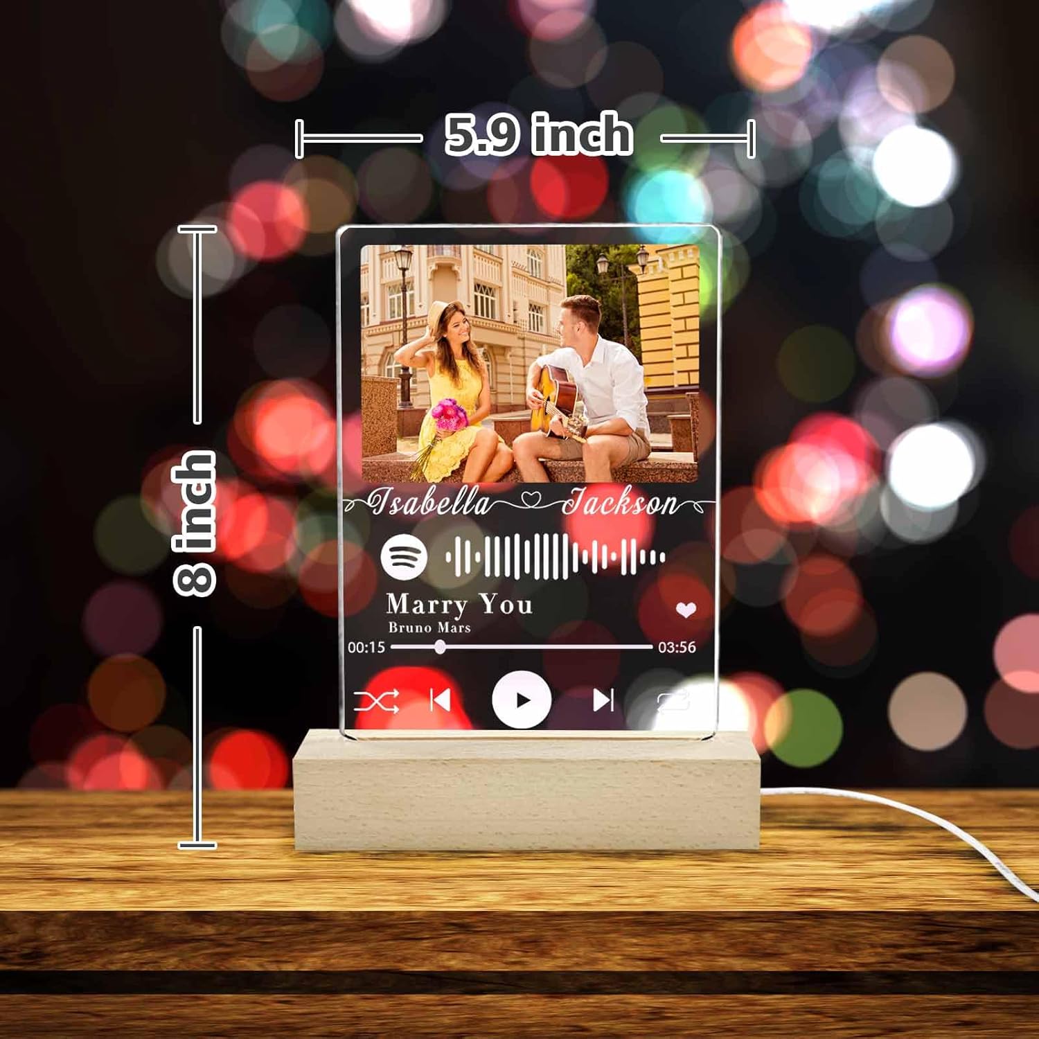 Placa personalizada de Spotify, regalo ideal para él  Placa acrílica Spotify regalos de cumpleaños para mujeres  Canción acrílica personalizada con