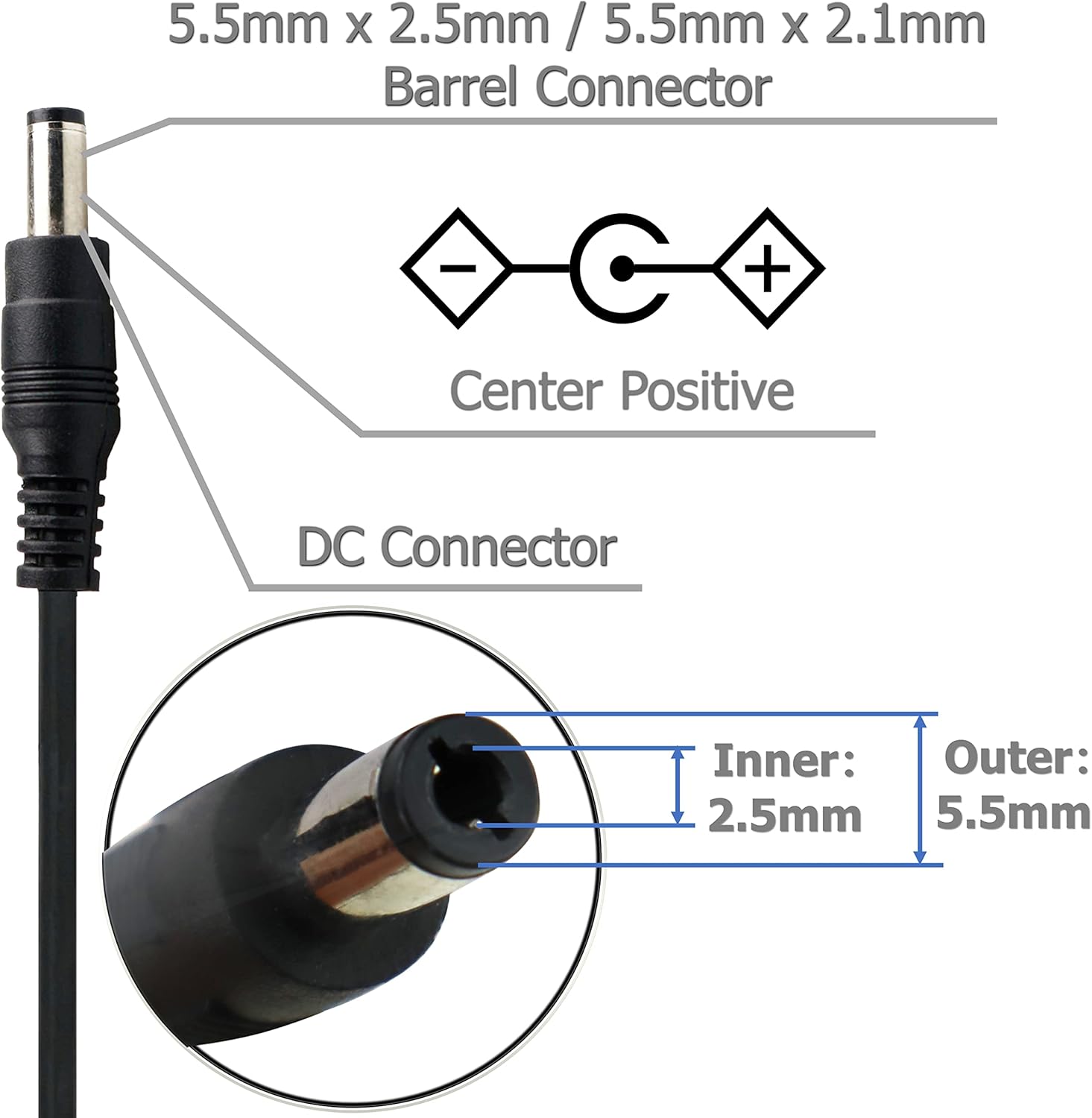 EIKS AC-DC 15V 2A (máx.) Cargador de pared Adaptador de conmutación con enchufe 0.217 x 0.098 in  0.217 x 0.083 in