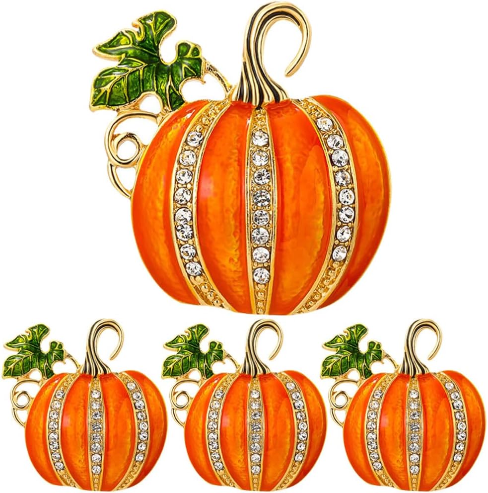 EXCEART Servilleteros de calabaza de Acción de Gracias, 4 piezas, hebilla de metal con diamantes de imitación para otoño, cosecha, otoño, Halloween,