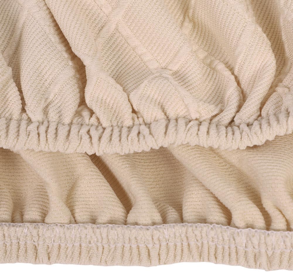 laamei Paquete de 6 fundas de jacquard para sillas de comedor, fundas elásticas para sillas de cocina, color beige, lavables, fundas extraíbles para