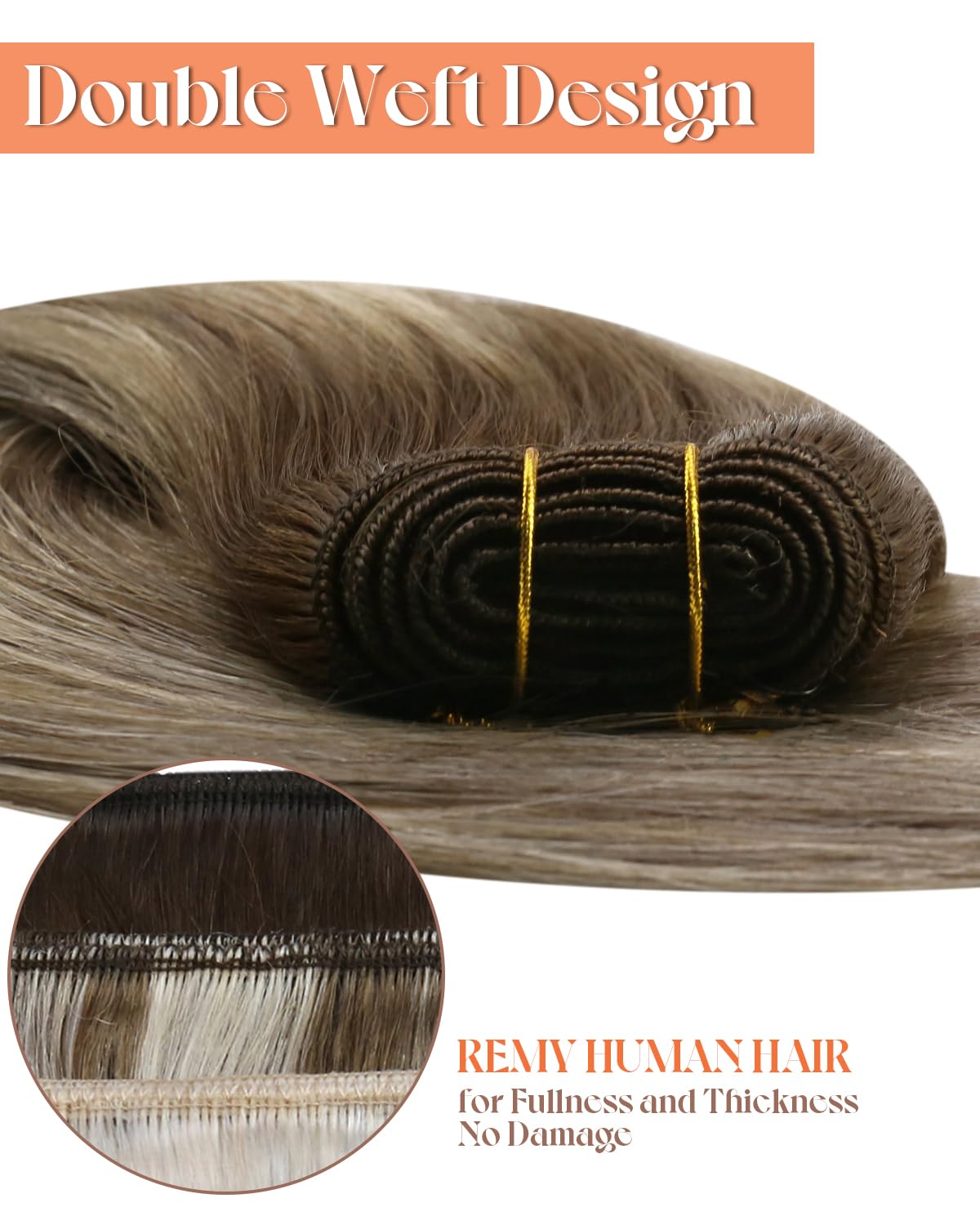 Sunny Hair – Extensiones de cabello humano degradado para coser, balayage, color marrón oscuro, mezcla de castaño claro, mezcla de rubio,