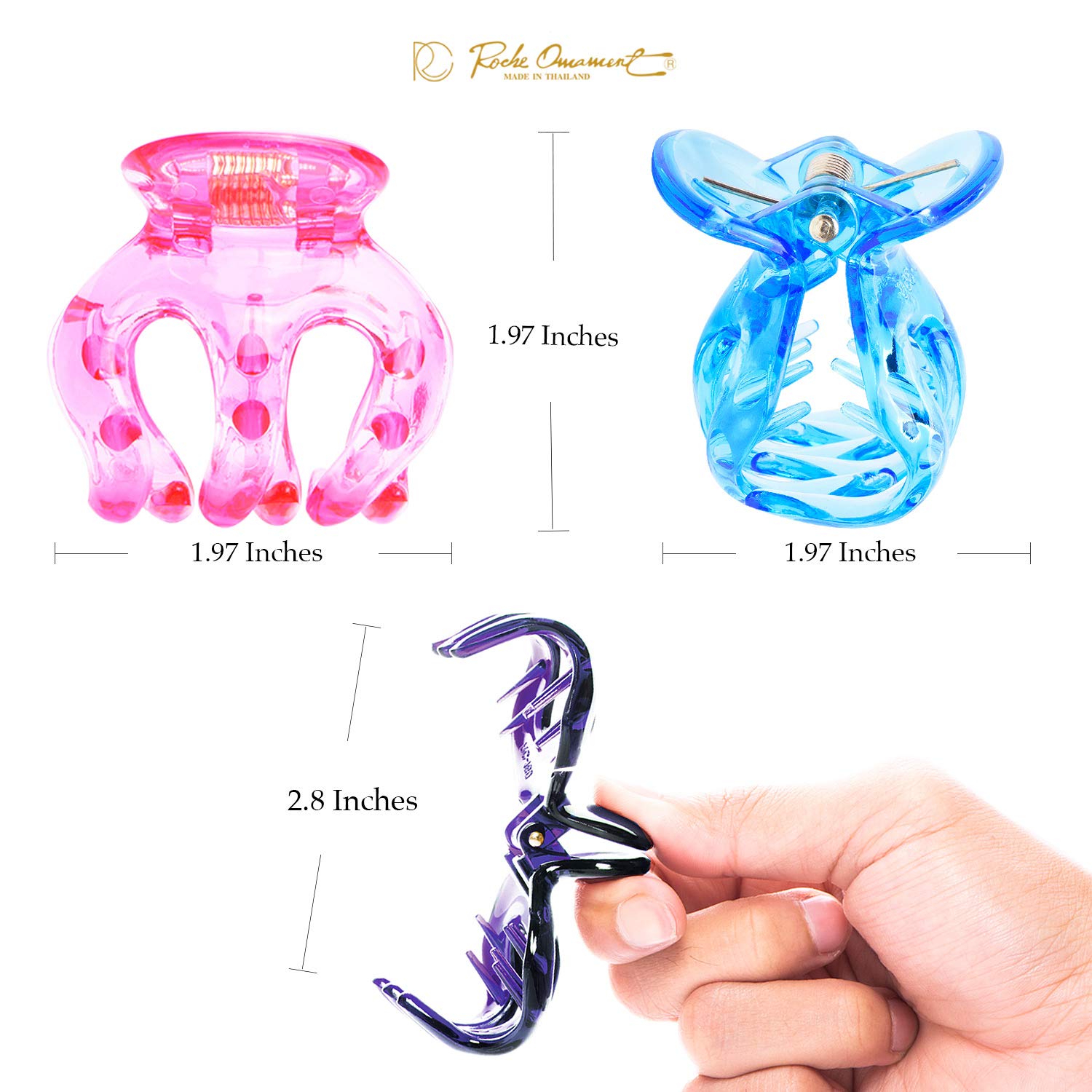 RC ROCHE ORNAMENT 6 piezas de pelo de calabaza seguro antideslizante agarre pinzas de plástico fuerte duradero cómodo agarre premium accesorios de