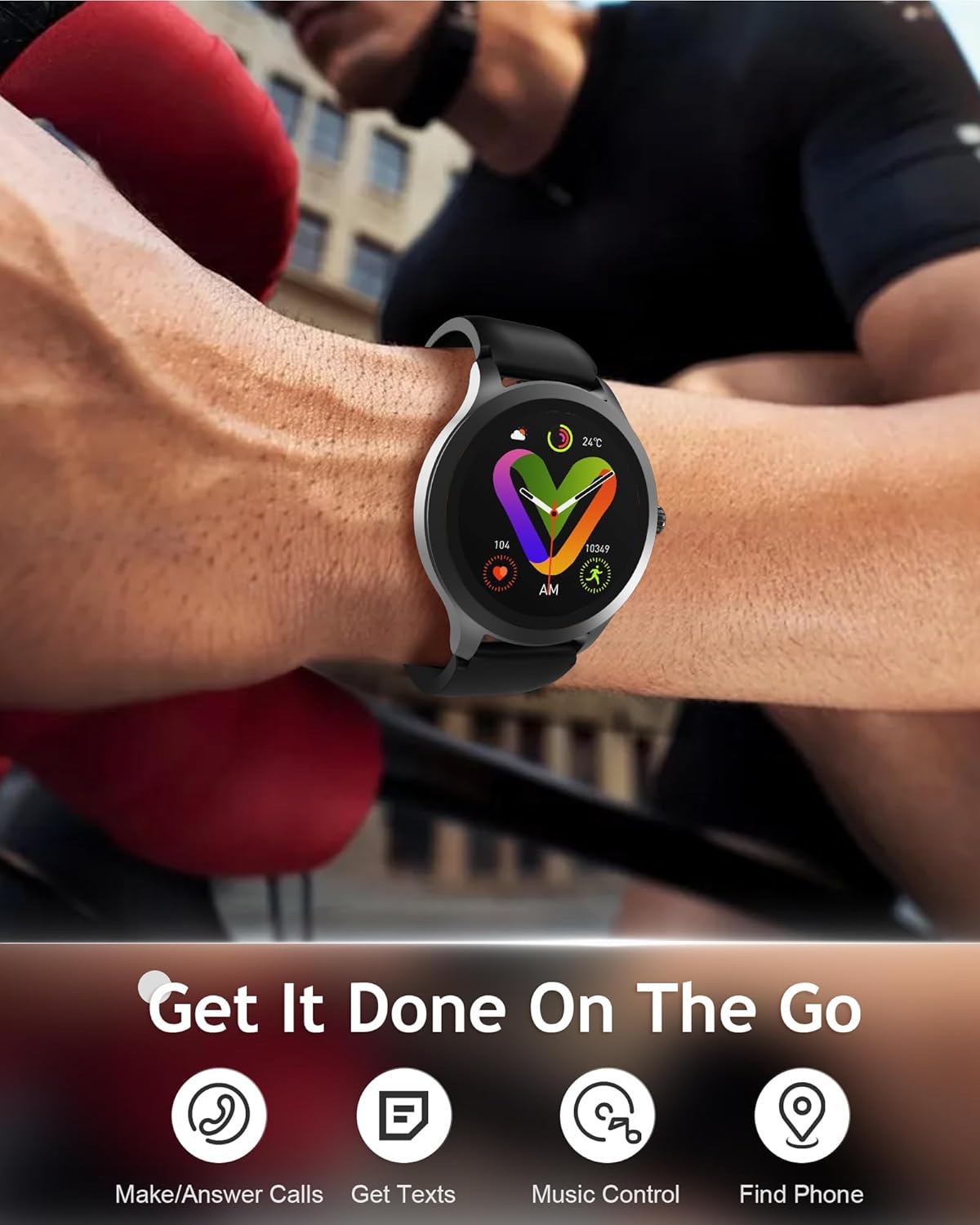 Gydom Rastreador de actividad física, reloj inteligente de 1.32 pulgadas con notificación de mensajes de llamada telefónica, impermeable IP68,