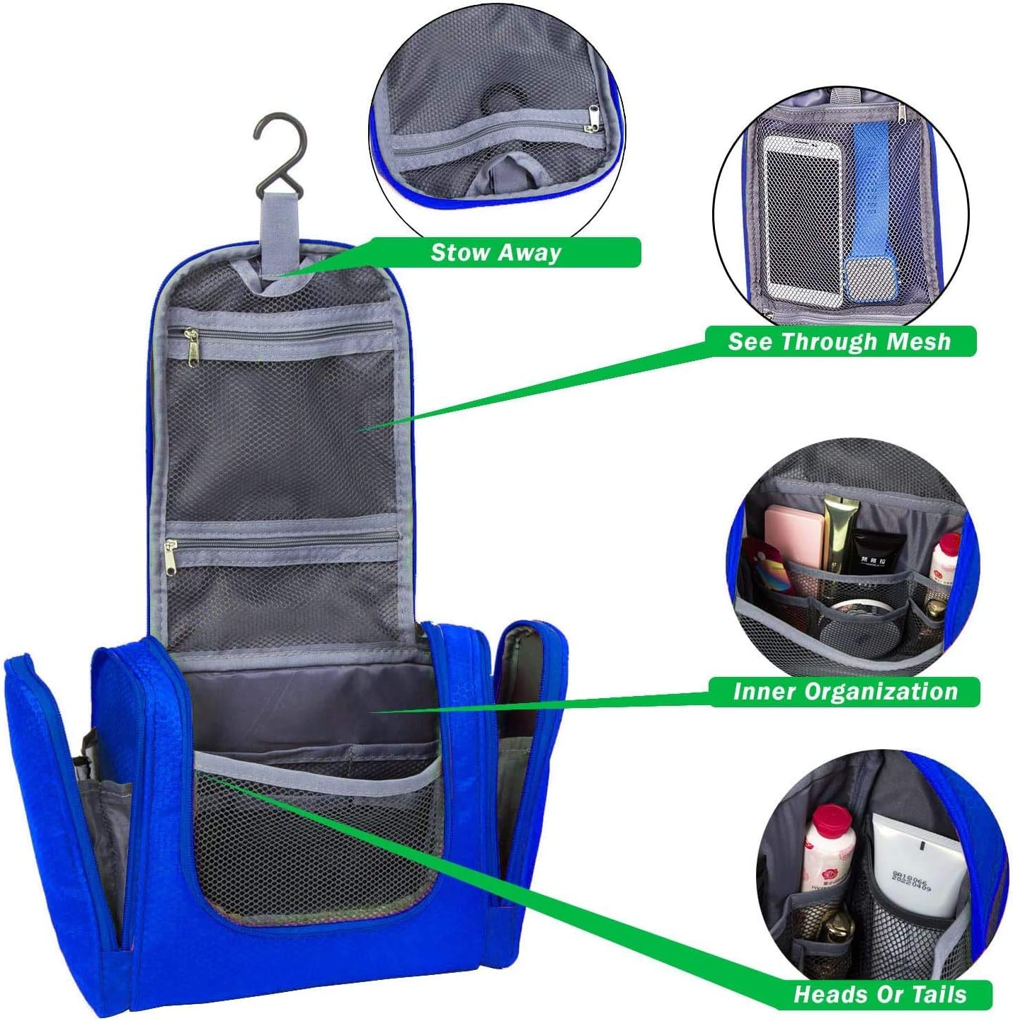 bago Neceser de viaje para mujeres y hombres, bolsa de aseo grande impermeable colgante grande para baño y bolsa de viaje para organizador de