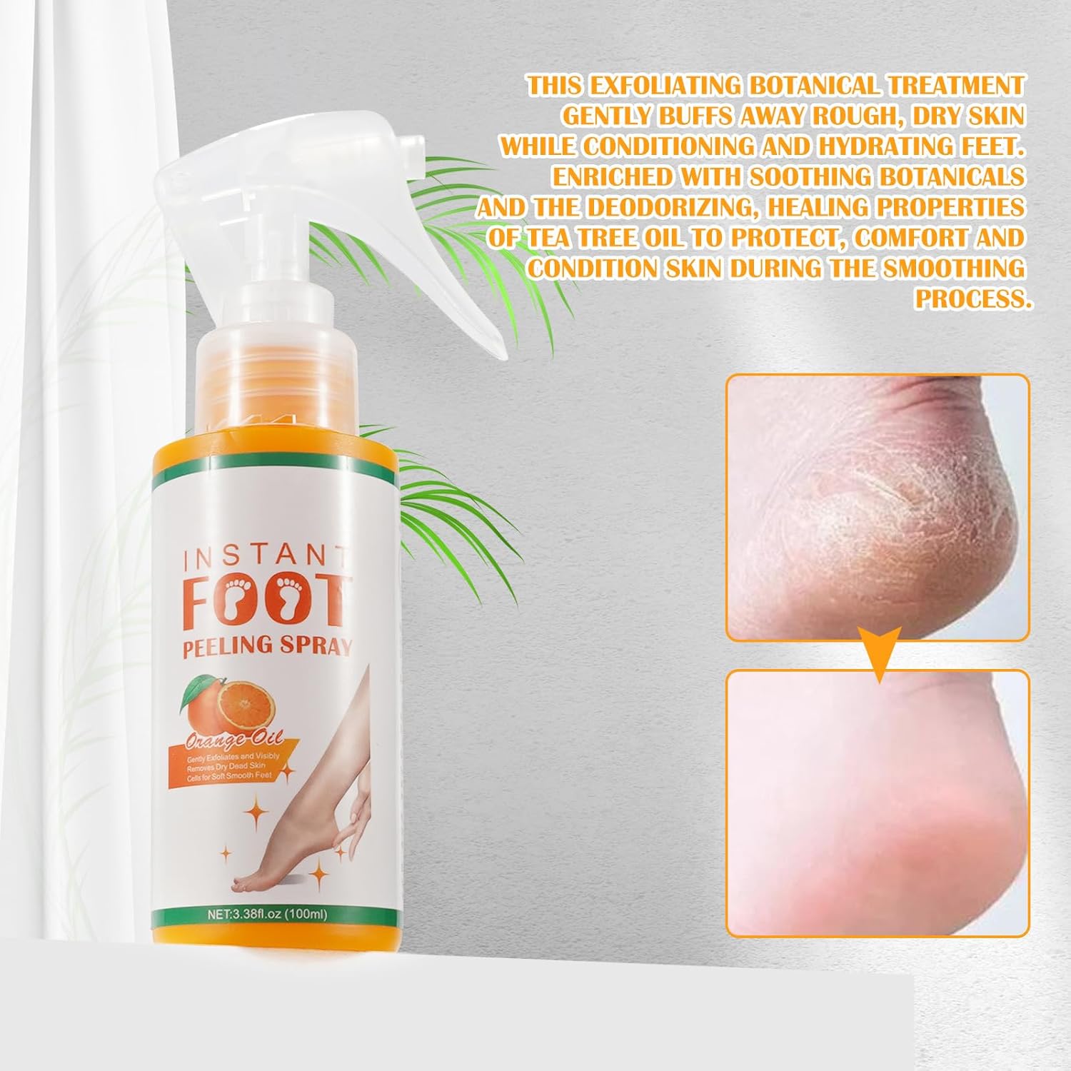 Aceite en aerosol para pelar pies, espray instantáneo para eliminar la piel muerta, exfoliante de piel muerta de pedicura para talones ásperos
