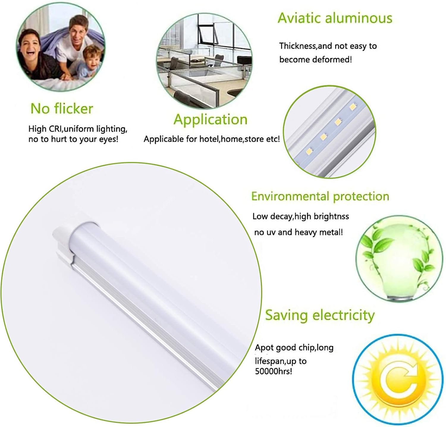 Paquete de 8 lámparas LED T8 de 4 pies para tienda, 24 W, 4 pies, tubo integrado, cubierta lechosa, 6000 K, luz diurna de una sola tira para