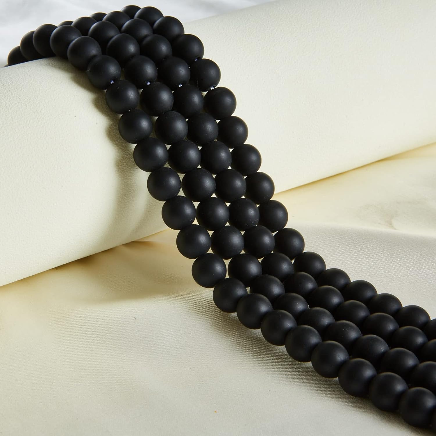 100 cuentas redondas sueltas de color negro mate de 0.236 pulgadas para hacer joyas