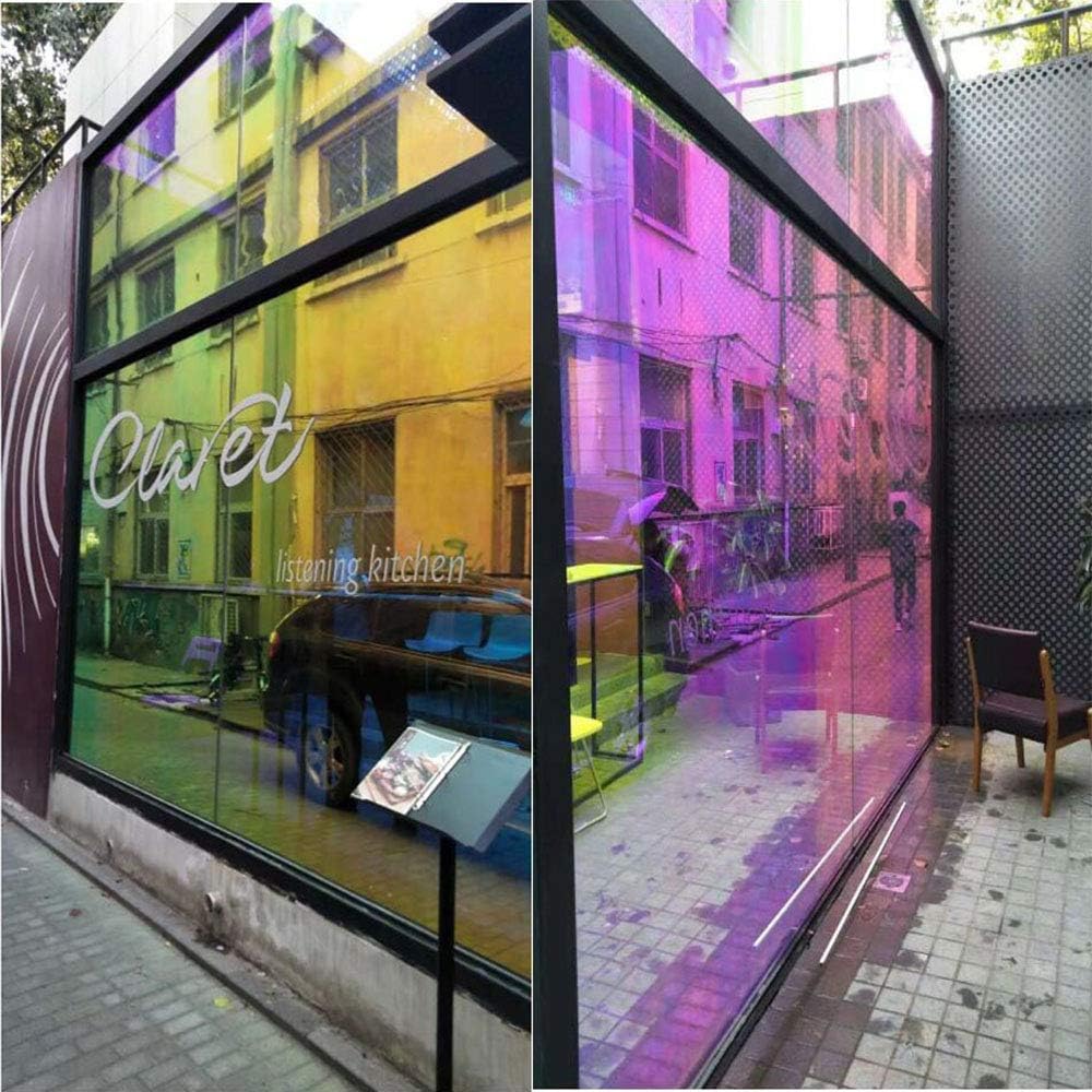 HOHOFILM Película de ventana de color camelón de 54 x 20 pulgadas, efecto arcoíris, tinte iridiscente, calcomanía decorativa de vidrio, calcomanía