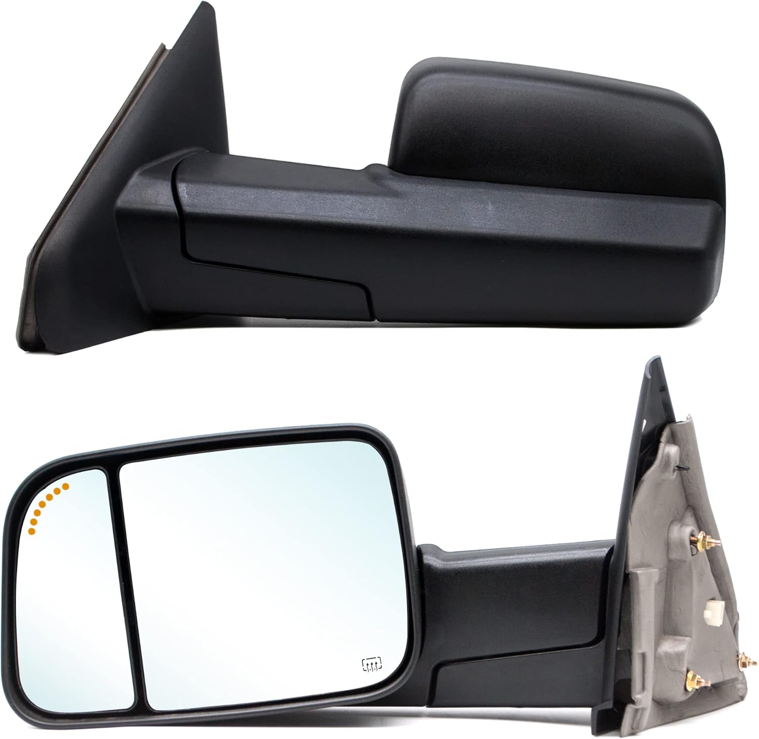 JZSUPER Estilo mejorado Espejos de remolque aptos para Dodge Ram 1500 2002-2008, Ram 2500 3500 2003-2009 con señal de flecha calentada eléctrica en
