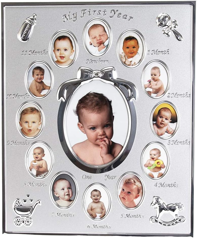 Happy Homewares Beautiful My First Year Marco de fotos decorativo mate y niquelado  Preciosa idea de regalo para bebé
