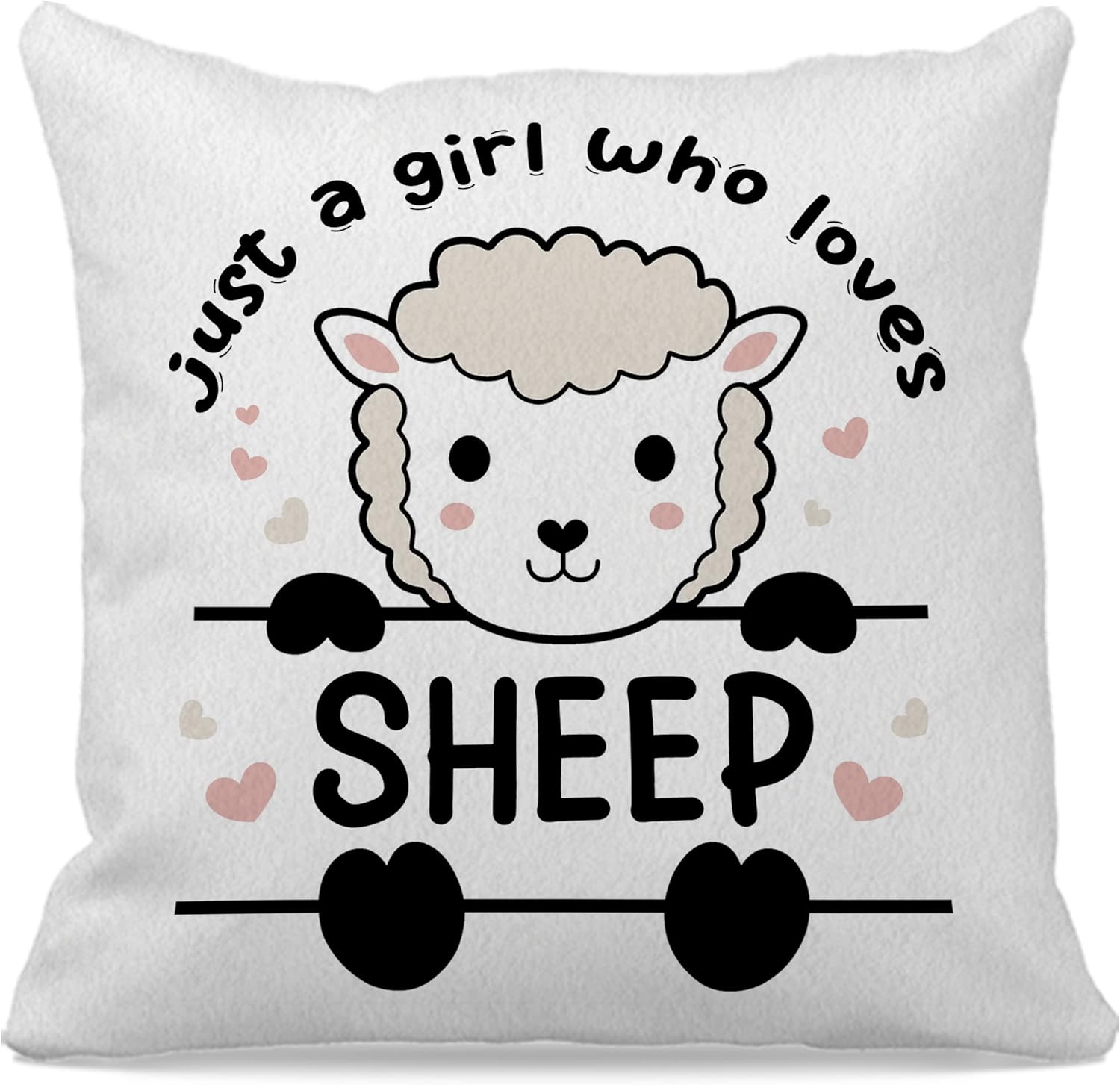 Just a Girl Who Loves Sheep – Funda de cojín decorativa de 18 x 18 pulgadas, diseño de animales divertidos, ovejas de granja, sala de estar,