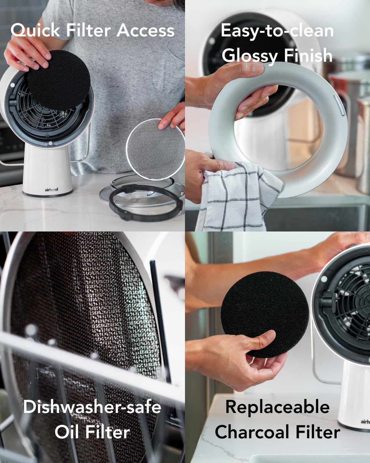 AirHood Campana extractora con cable  Extractor de cocina portátil con 5 filtros de aire de carbón activado y filtro de aceite de acero inoxidable