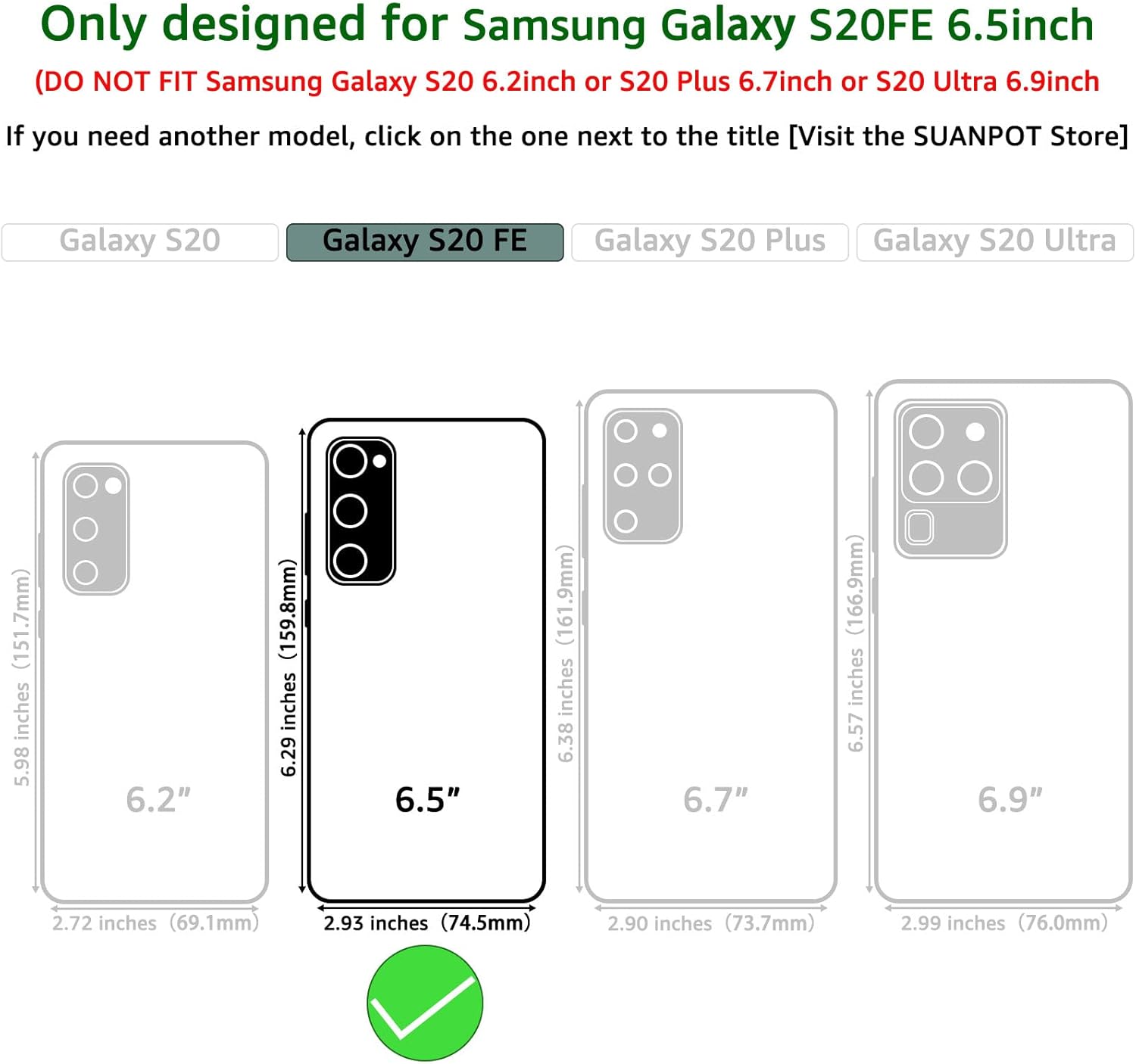 SUANPOT Funda de piel tipo cartera para Samsung Galaxy S20 FE con bloqueo RFID, tarjetero de crédito, libro de folio con tapa para teléfono celular