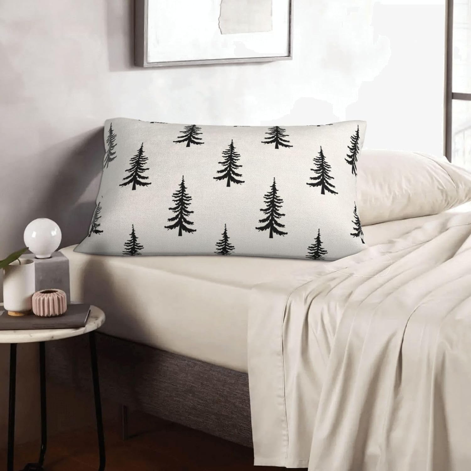 CXMEIFLY Juego de 2 fundas de almohada de Navidad de 12 x 20 pulgadas  12.0 x 20.0 in., color blanco y negro para decoración de árbol de Navidad,