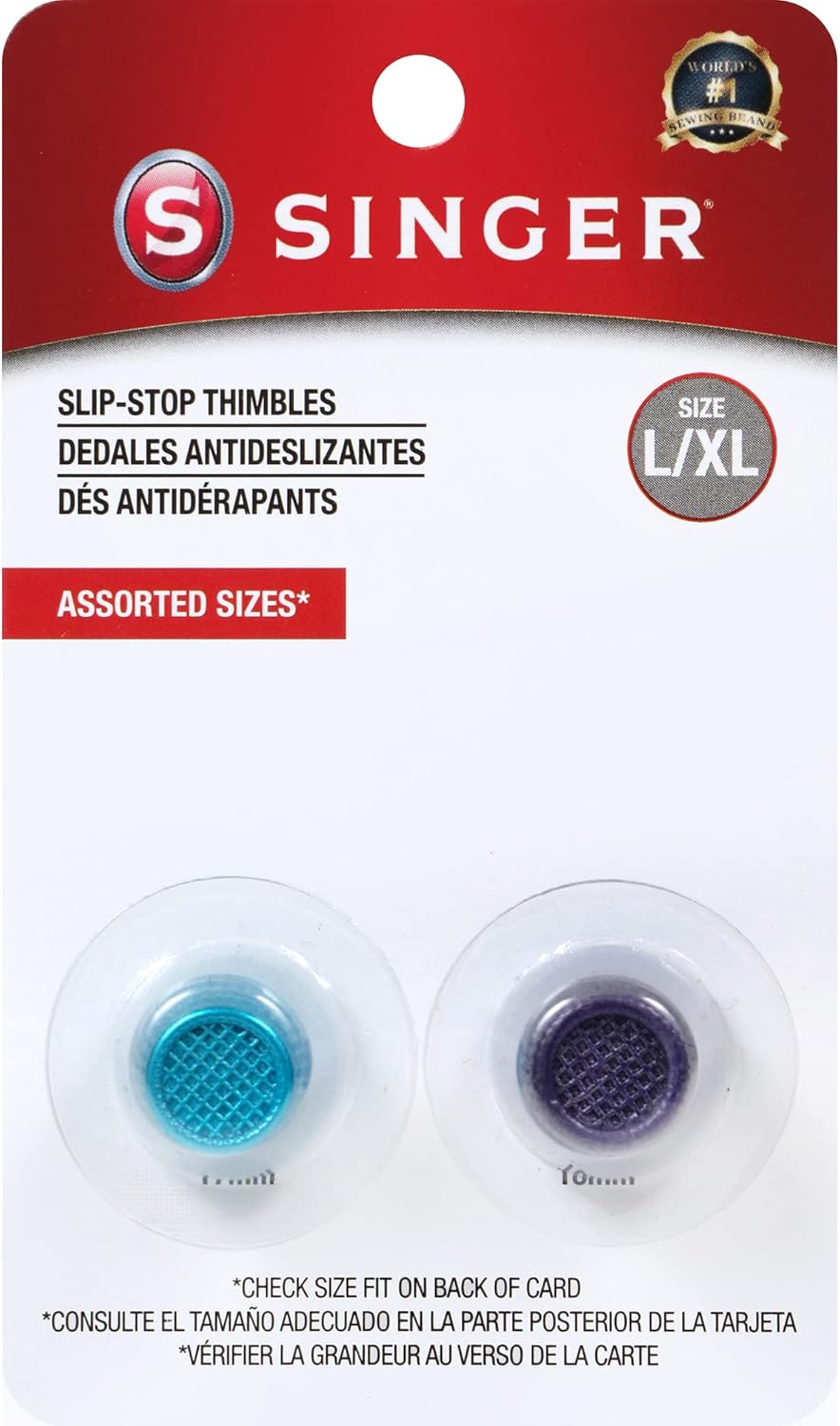 SINGER Dedales de parada deslizante, tamaño grande y XL, azul metálico y morado – Juego de 2