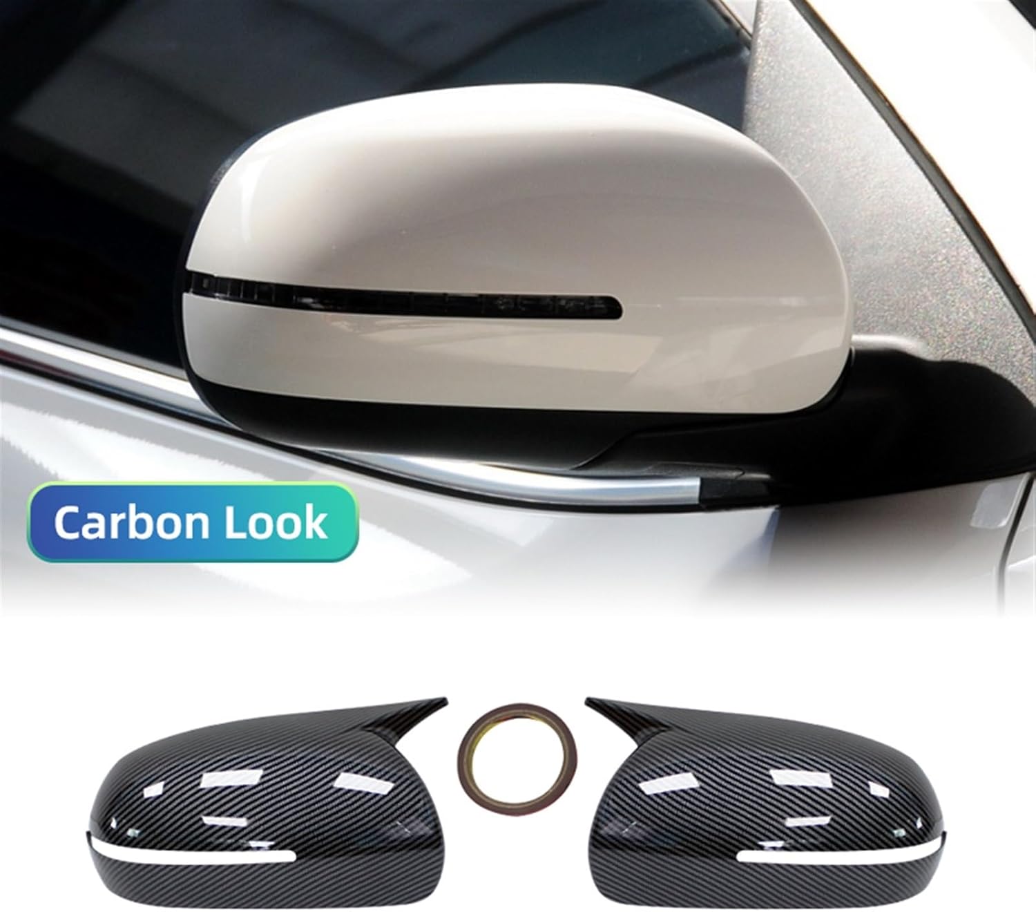 Para Kia Forte K3 Cerato 2010-2018 ABS de fibra de carbono de la carrocería del coche de la puerta lateral del espejo retrovisor cubierta adhesivo