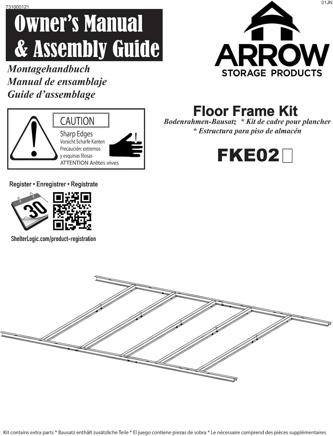 Arrow Shed s Kit de marco de suelo para cobertizos de almacenamiento Arrow Elite, cobertizos de 6 pies de profundidad