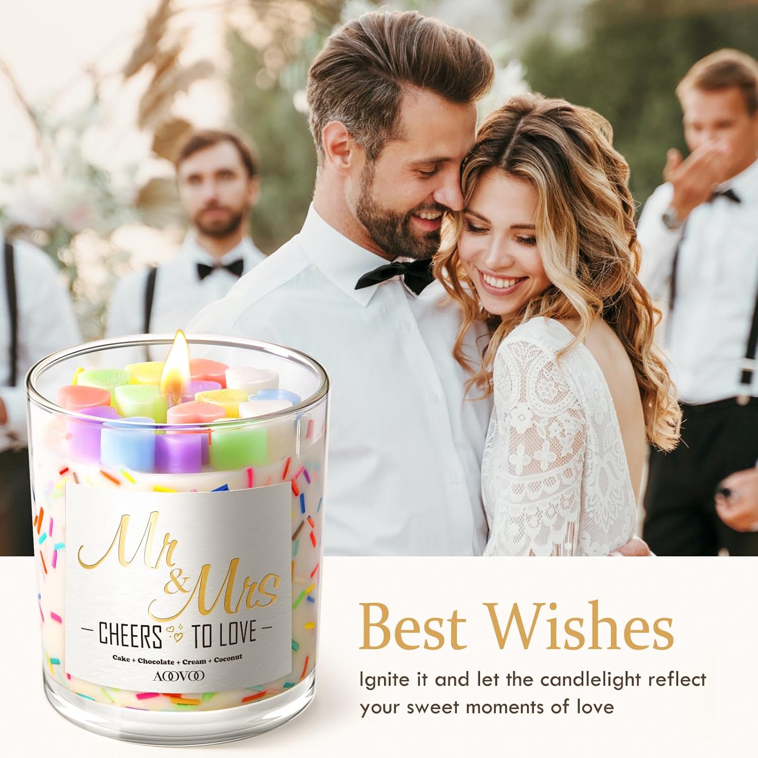 AOOVOO Regalos de compromiso de boda para parejas 2024  Regalos de velas Mr and Mrs para recién casados, regalos personalizados para despedida de