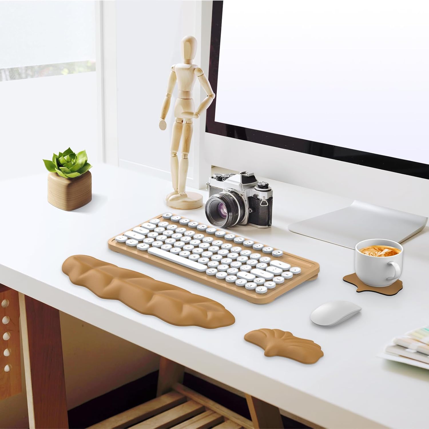 iCasso Juego de reposamuñecas para teclado, almohadilla ergonómica de espuma viscoelástica para teclado y mouse, fácil de escribir y aliviar el