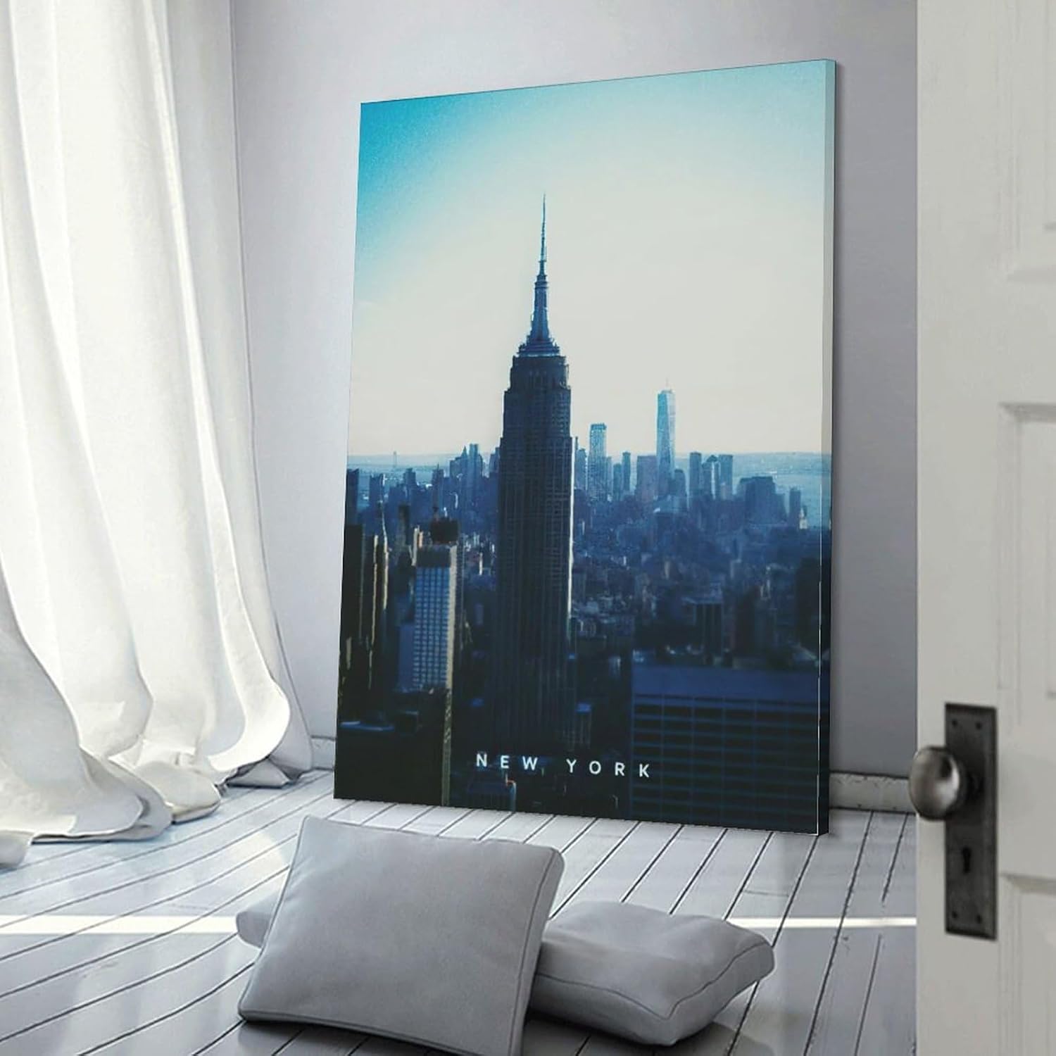 Arte decorativo de fotografía de paisaje urbano, póster de horizonte de la ciudad de Nueva York, pintura en lienzo de pared para el hogar, póster de