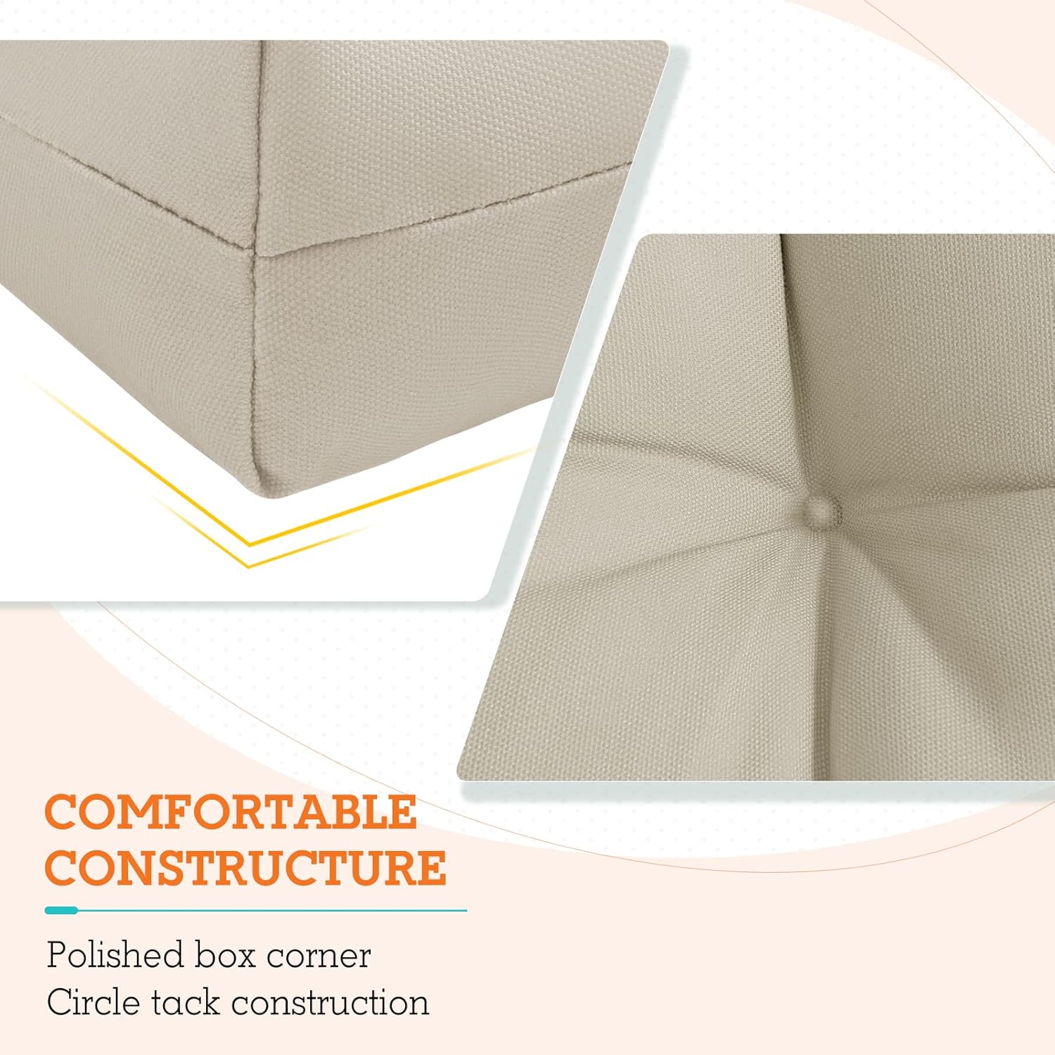 EAGLE PEAK Juego de 2 cojines copetudos para silla de patio con respaldo alto para exteriores e interiores, 46 x 22 pulgadas, color beige