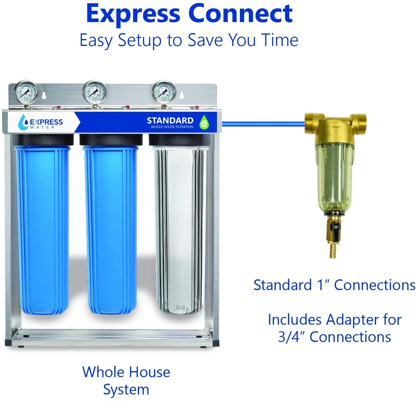 Express Water Filtro de agua para sedimentos para toda la casa, sistema de filtración de agua giratorio para el hogar, cartucho de filtro de